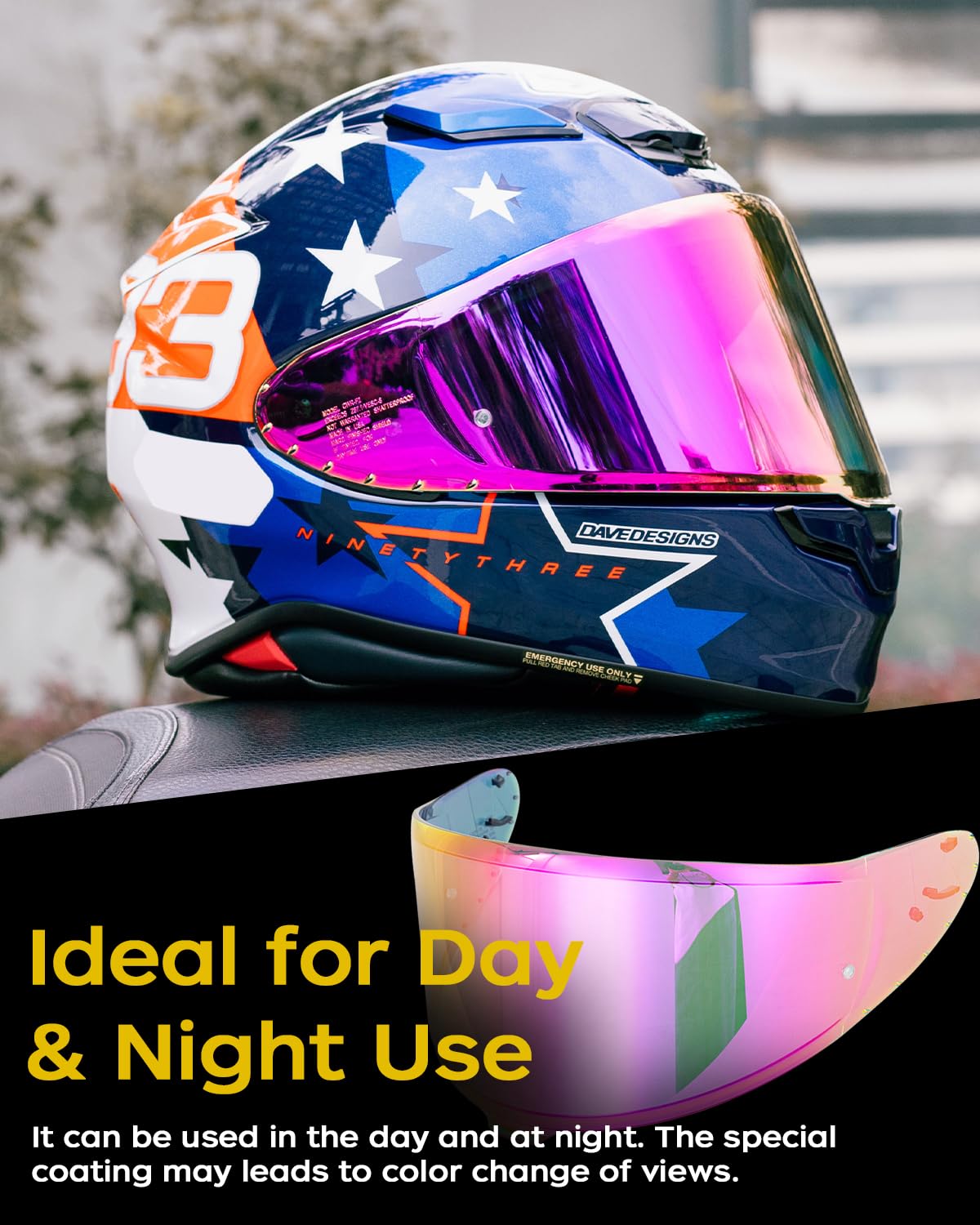 Soman RF-1400 Helmet Visor Shield, CWR-F2 Face Shield, Polycarbonate, Smoke Revo Purple-Red, Model Z8
