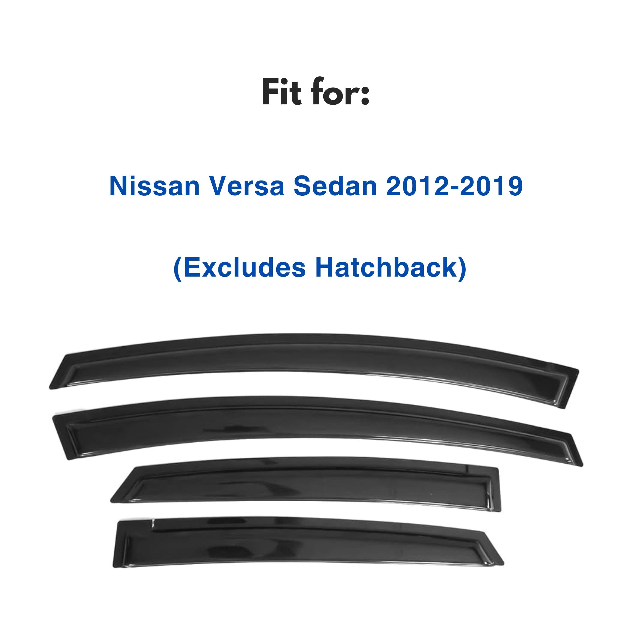 Ig Window Visor For Nissan Versa Sedan 2012-2019, Rain Guard Tape-On Extra Durable Side Vent Window Deflector Mugen Style, 2012