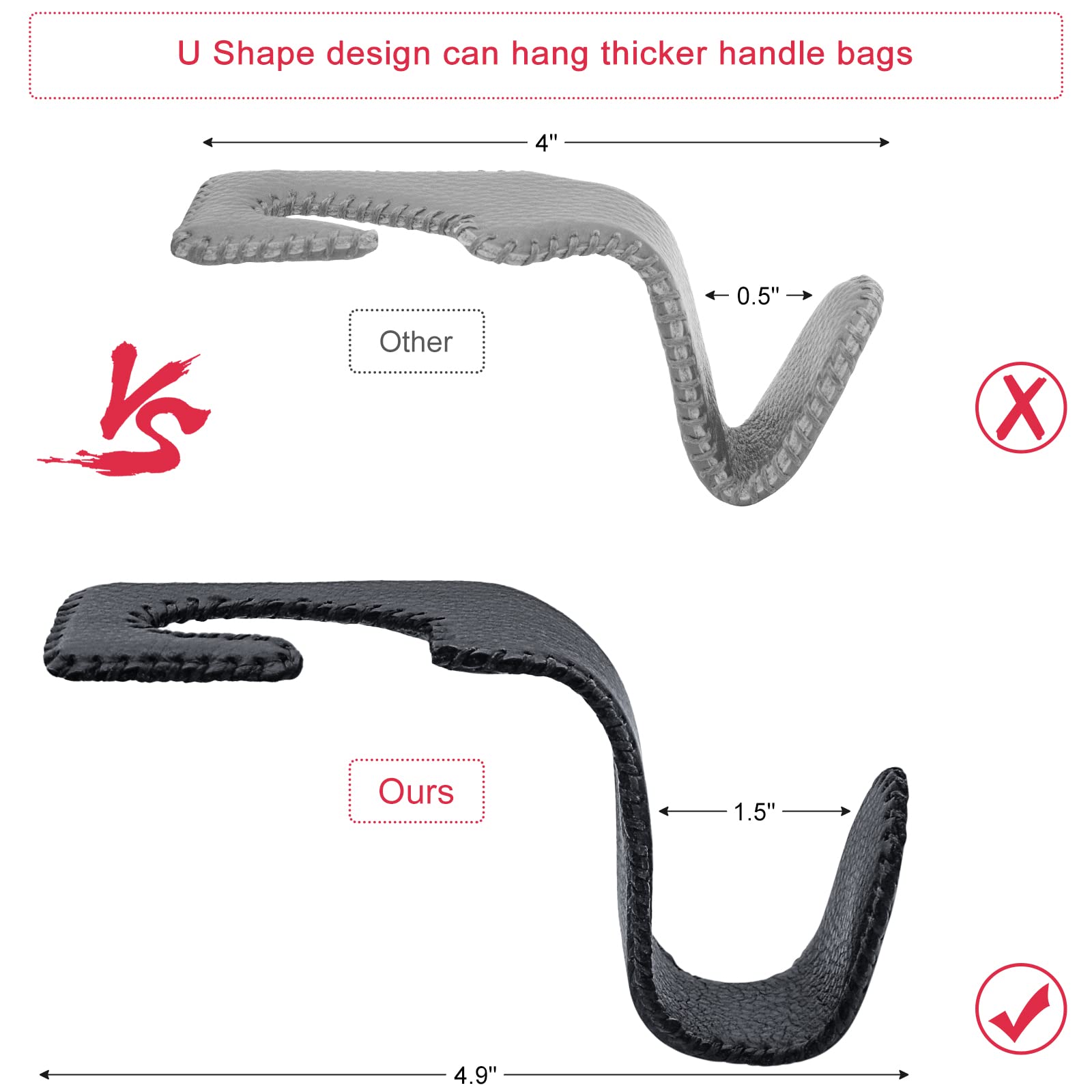 Etre Jeune Headrest Hooks for Car, Car Purse Hook Car Bag Hooks Holder for Hanging Purses and Bags and Coats, 4Pack Black