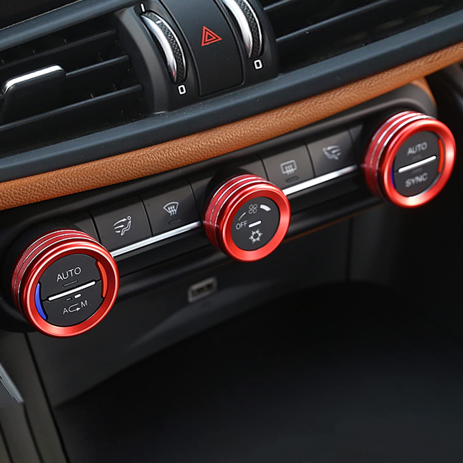 3Pcs Car Ac Knob Trim Air Conditioner Audio Cover Rotary Decoration Ring Sticker Decal Fit For Alfa Romeo Giulia 952 Stelvio 949