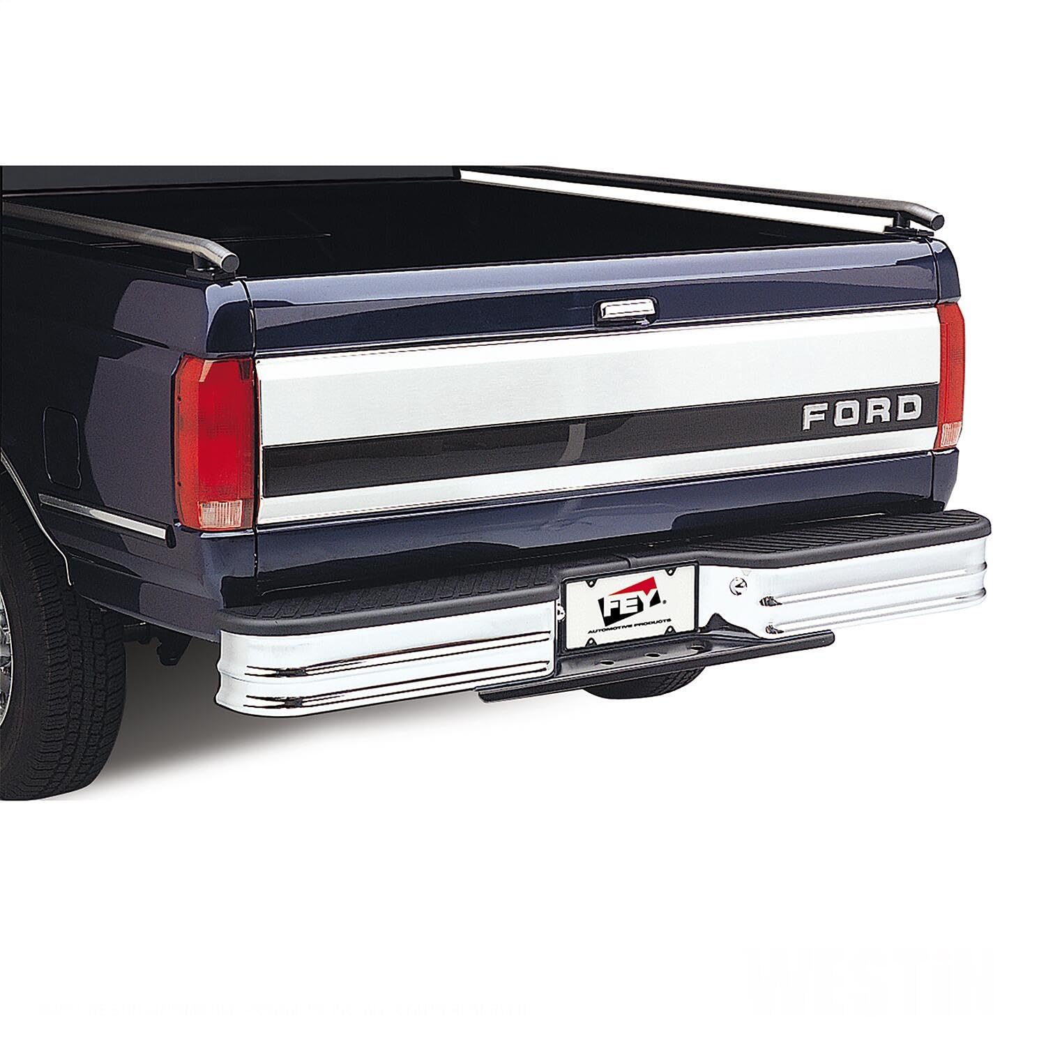 Fey SureStep Rear Bumper for 1967-1993 Fleet Side, Chrome, Alloy Steel, Model 21007, Fits C/K Crew Cab, Ram Charger, Bronco, F250