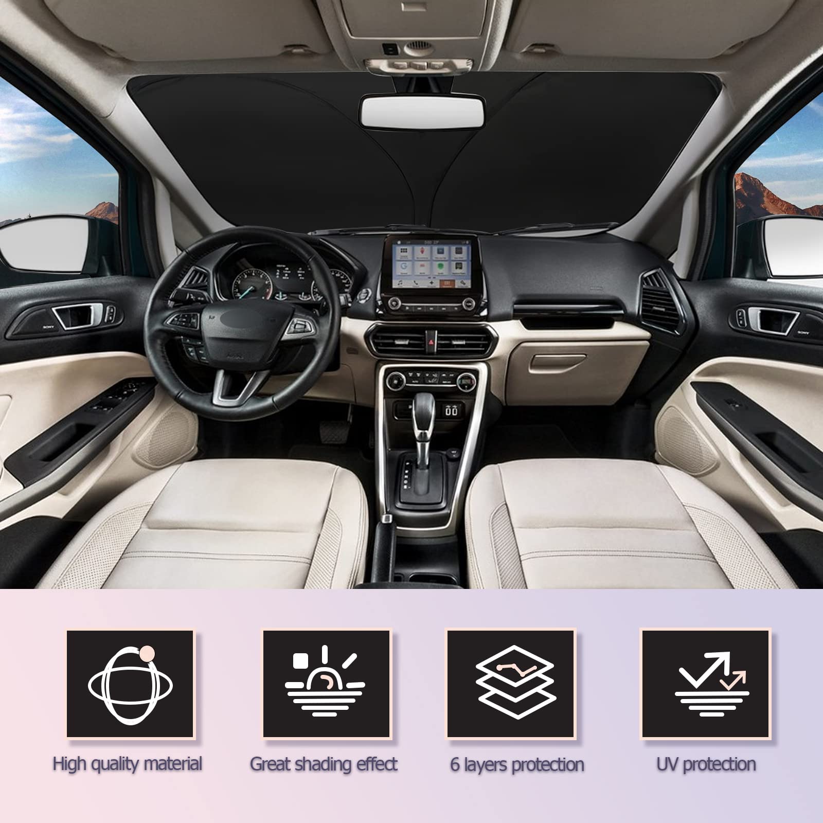 Luwu For 2016-2024 Bmw X1 F48 Windshield Sun Shade Windshield Sunshades 2024 Bmw X1 F48 Accessories Sunshade Cover Block Uv Ray Front Window Sunshade
