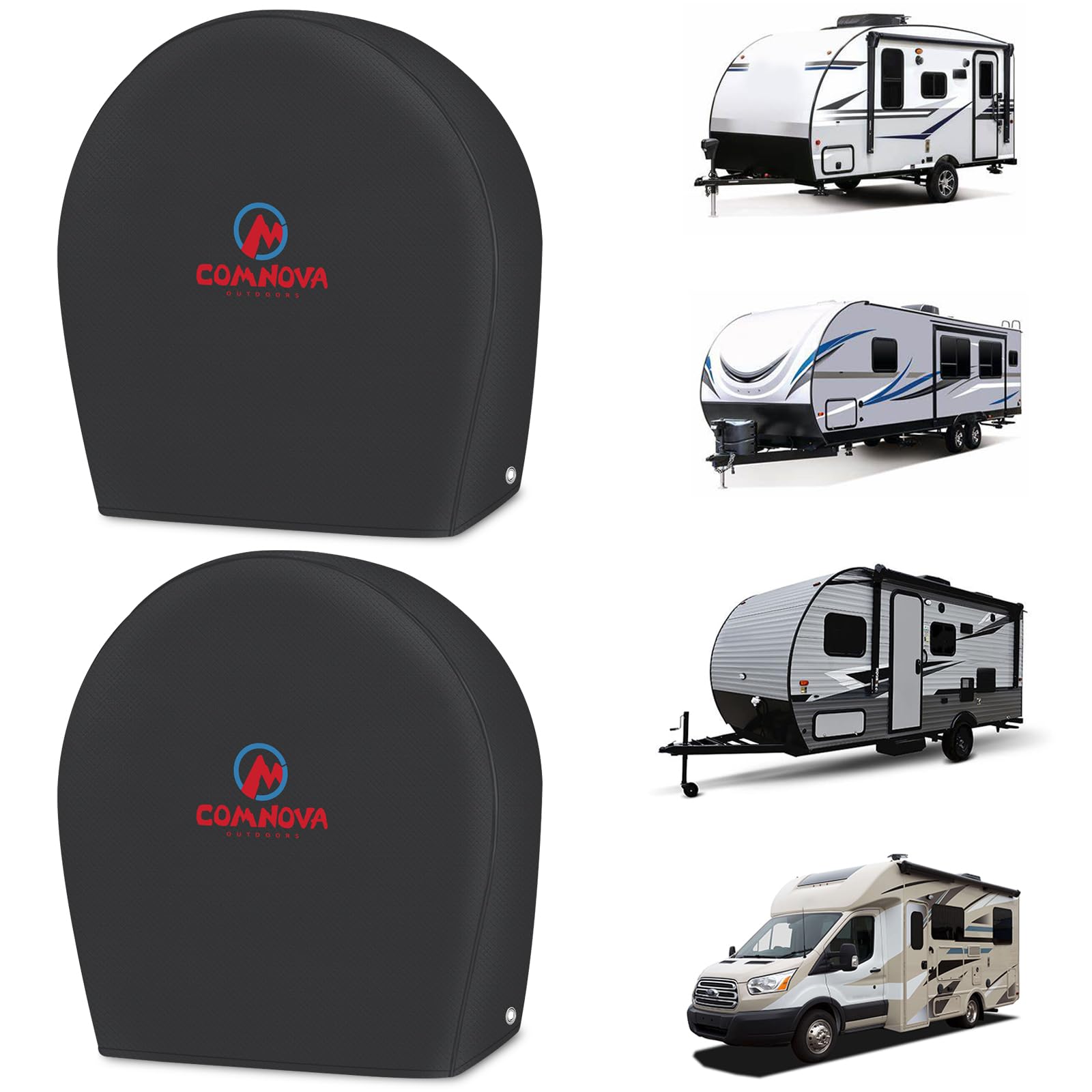 Comnova Rv Tire Covers 2 Pack - 600D Tough Tire Wheel Cover Protector For Rv, Truck, Suv, Trailer, Camper, Motorhome, Boat And Van, Heavy Duty & Waterproof Tire Cover, Fits Tire Diameters 30-32 Inch