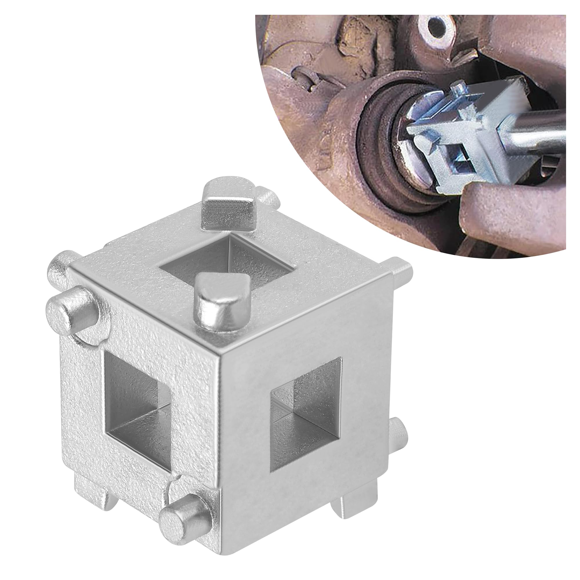 Junecarp Cube Brake Caliper Compression Tool,Steel Brake Caliper Tool Car Rear Disc Brake Piston Tool,Specialized Car Accessorie