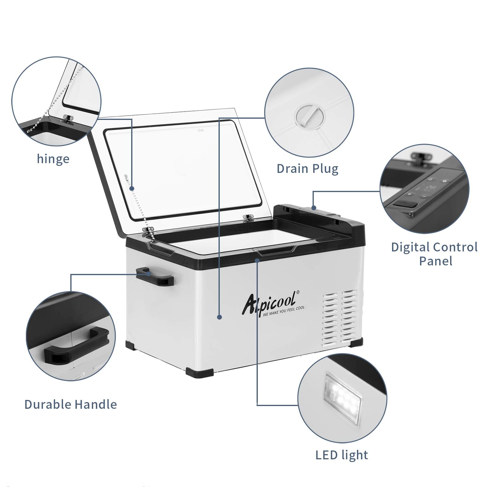 Alpicool C30 Portable Car Freezer - 32 Quart 12V Refrigerator for RV, Truck, Camping - Fast Cooling, 100-240V AC, 30 Liter