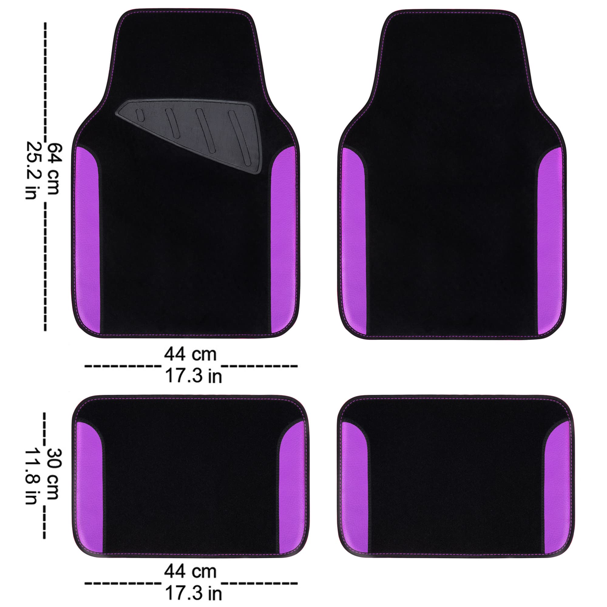 Car Pass Waterproof Universal Fit Car Floor Mats, Faux Leather Car Carpet Mats With Anti-Slip Nibbs Backing & Driver Heel Pad Fi
