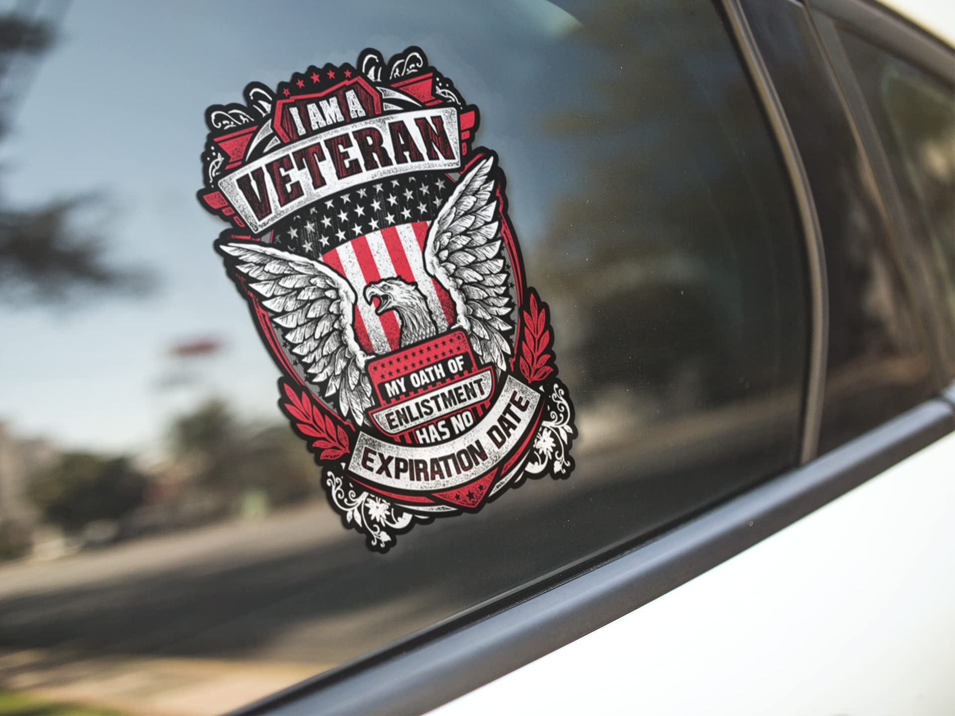 I Am A Veteran My Oath Of Enlistment Has No Expiration Date 7 Inch Decal For Cars, Trucks, Motorcycles, Boats & Laptops - Suppor