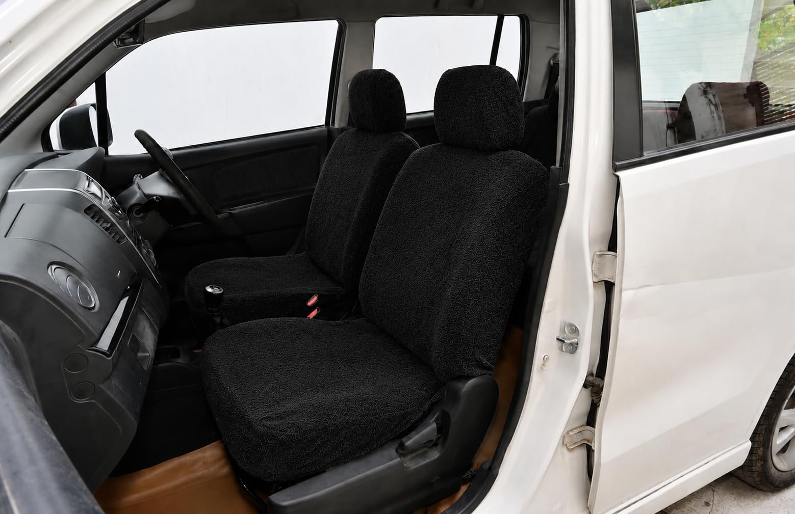 Atist Cotton Towel Car Seat Cover (Black) Designed to Fit Tata Punch