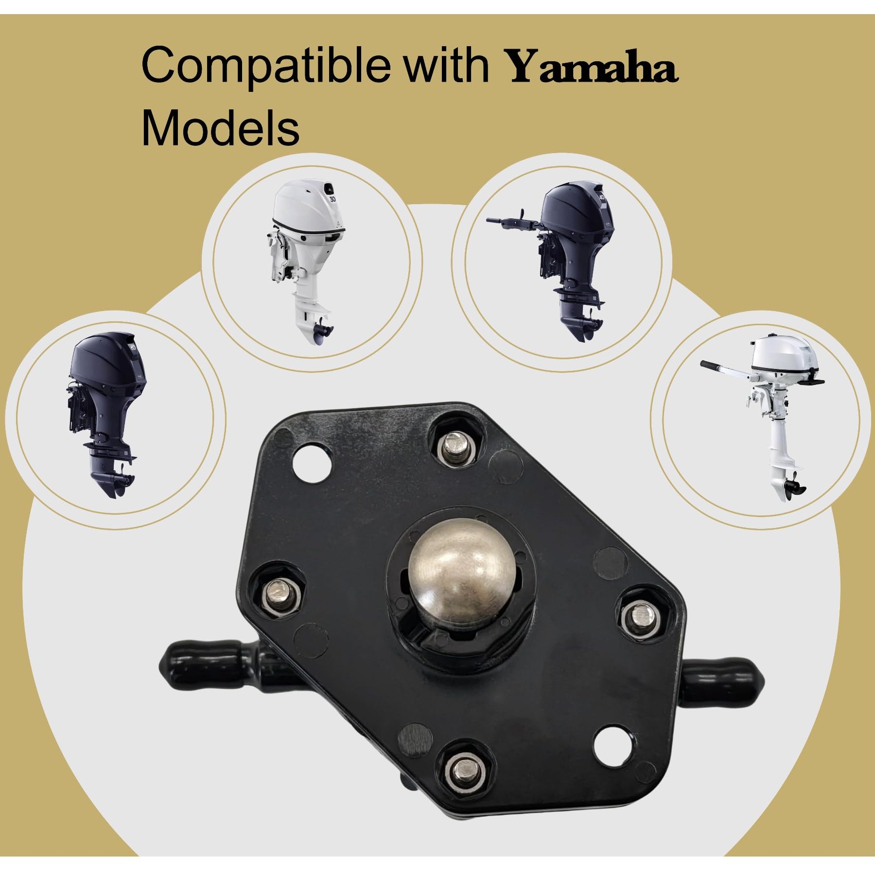 JLM MARINE Fuel Pump for Yamaha 4-Stroke F T 30 40 50 60 HP, Metal, Model 6C5-24410-00