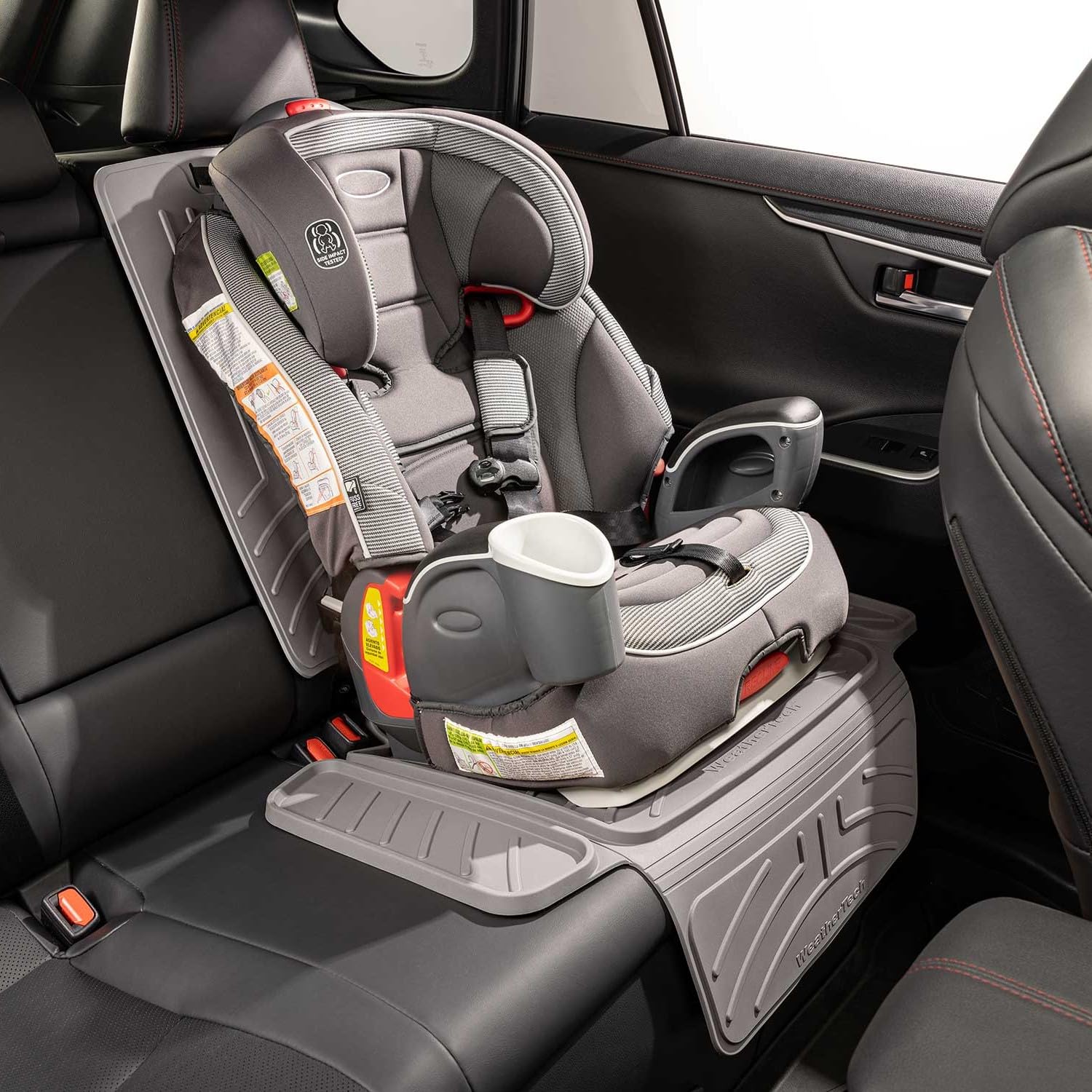 Weathertech Child Car Seat Protector With Back | Spill Protection, Prevents Seat Compression, Grey