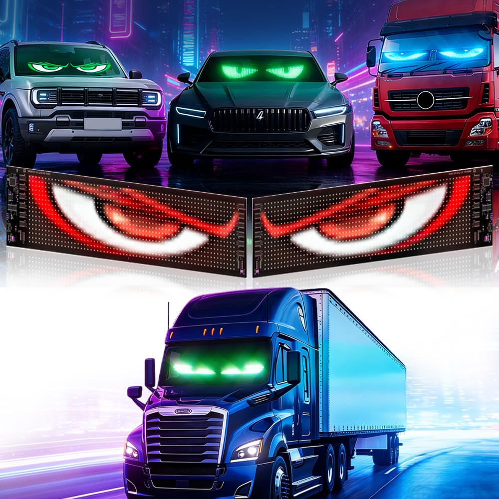 Devil Eyes Light for Truck Windshield - 2PCS 23.6x4.7 LED Glow Eyes Windshield Decoration,The Car Devil Light with Remote Contro