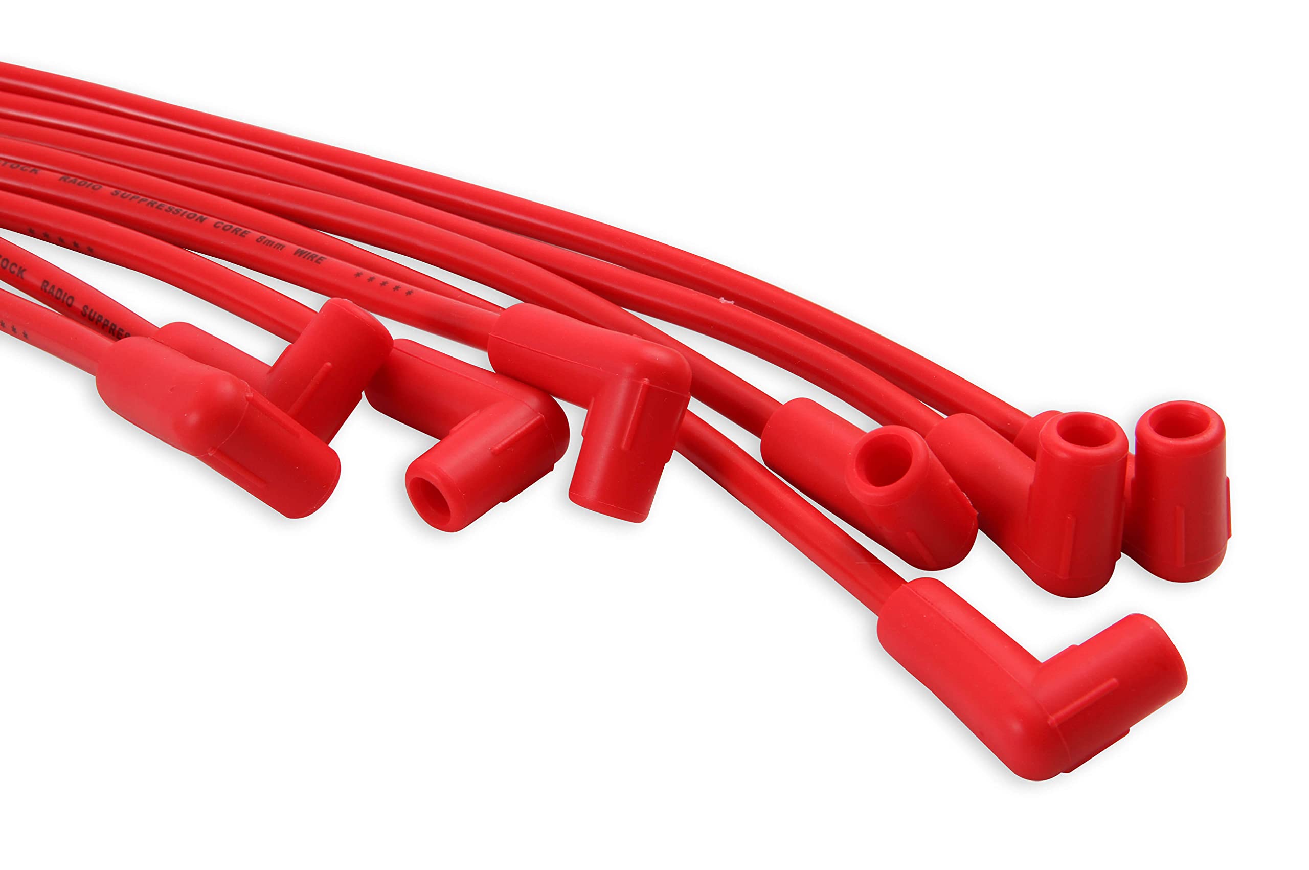 Accel 4041R Spark Plug Wire Set- 8Mm - Super Stock Universal With Graphite Core - Red Wire With Red 90 Degree Boots