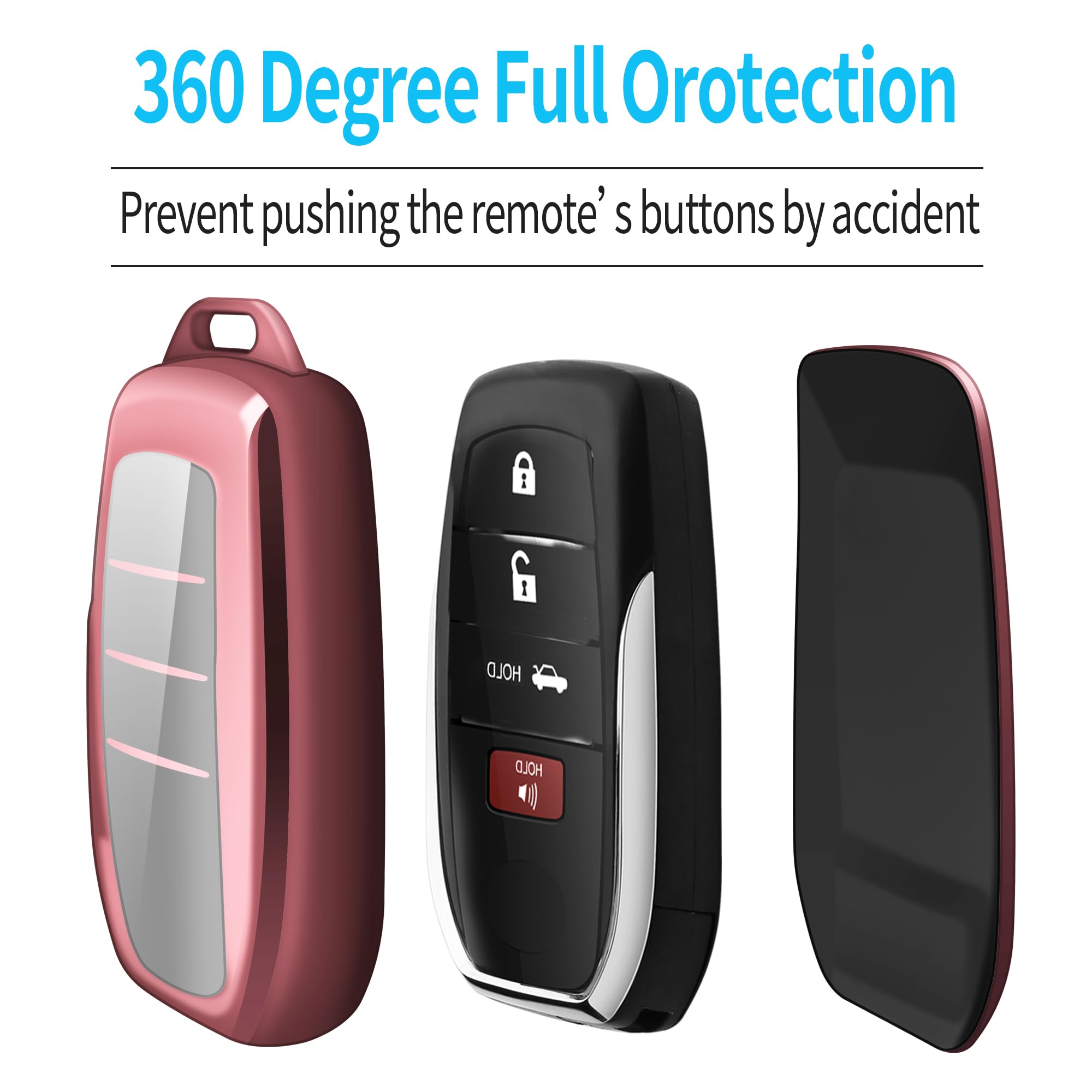 Autophone Key Shell Case for Toyota Key Fob, TPU, Pink, Compatible with 2025 Camry, 2021-2025 Venza, RAV4 Prime, Sienna, and