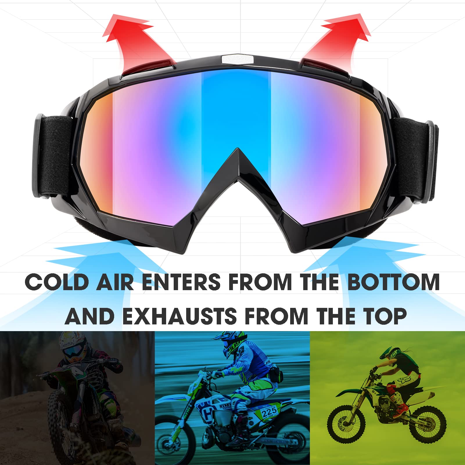 MAMBAOUT Adult Dirt Bike Goggles, 2-Pack ATV Motorcycle for Men & Women, Wide Vision Riding Off-Road