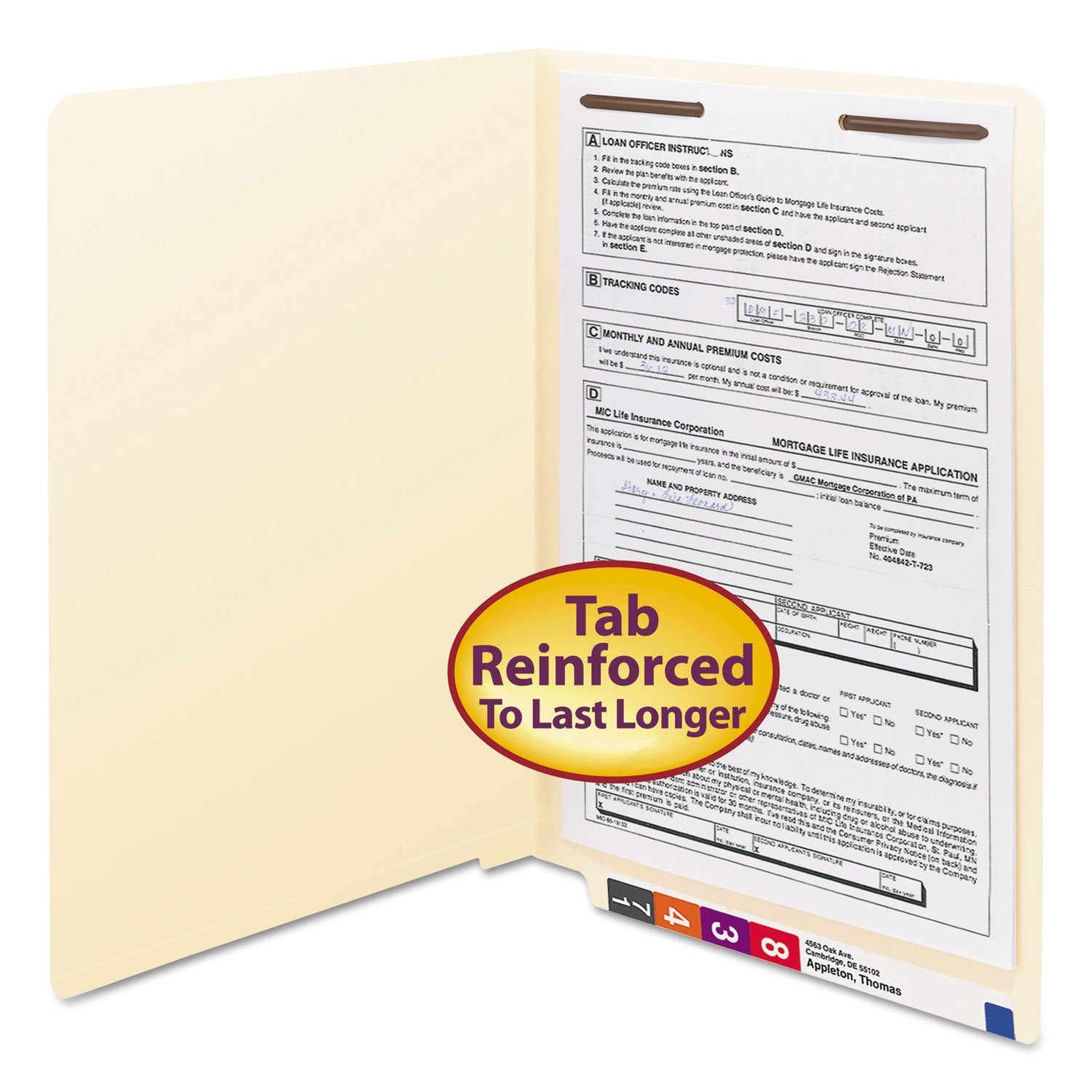 Smead 37110 Heavyweight Folders One Fastener End Tab Legal 11 Point Manila 50/Box