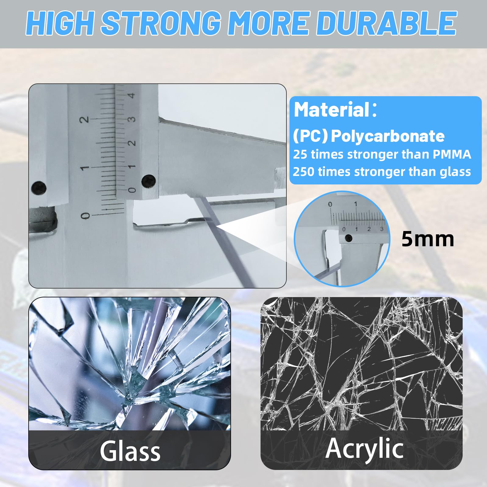 StarknightMT Teryx Flip Windshield - Scratch-Resistant Polycarbonate for Teryx 2/4 Seaters 2016-2024, Clear Full Window, Model ABG