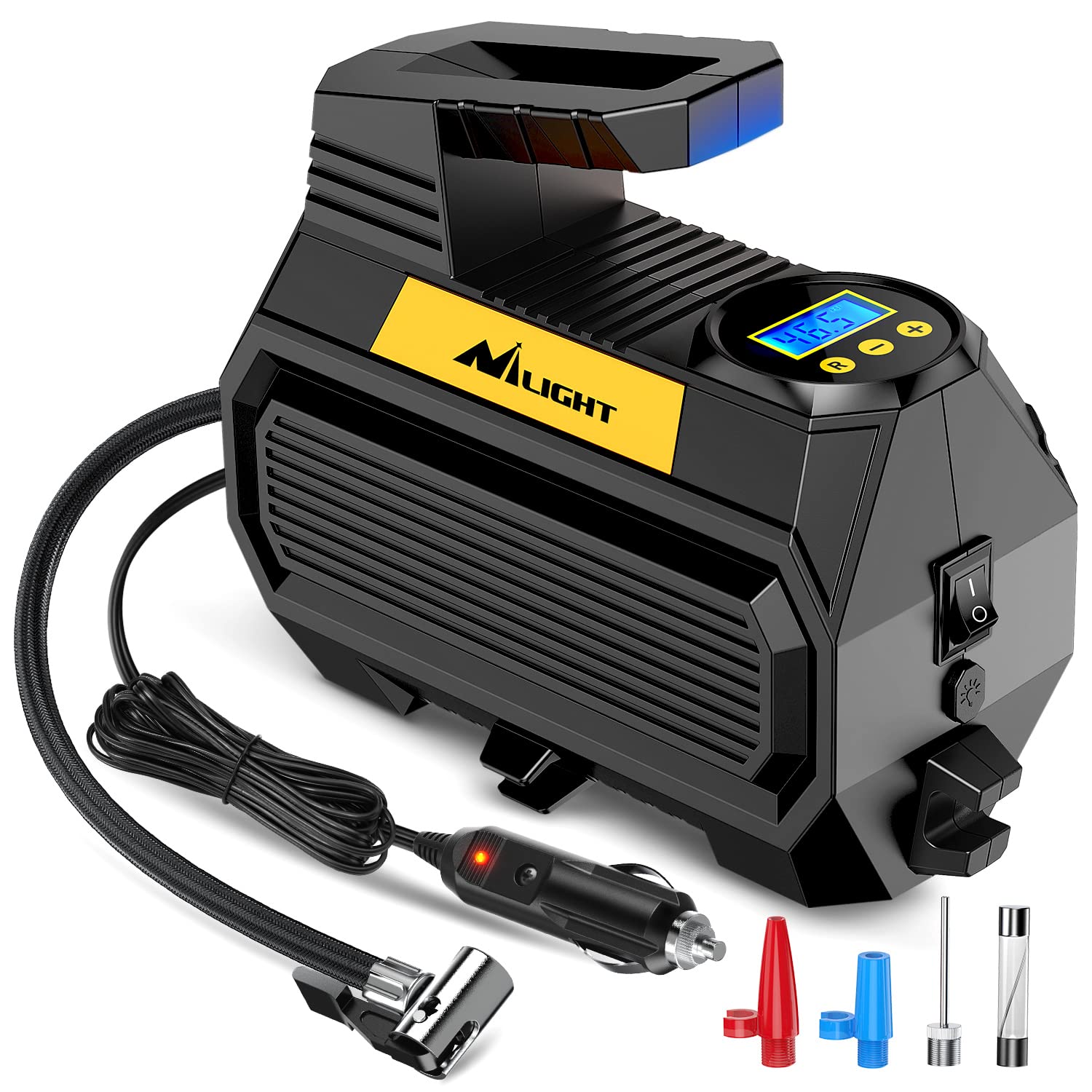 Nilight Tire Inflator Air Compressor Portable Air Pump For 12V Dc Car Tires With Digital Pressure Gauge 150Psi Auto Tire Pump Wi