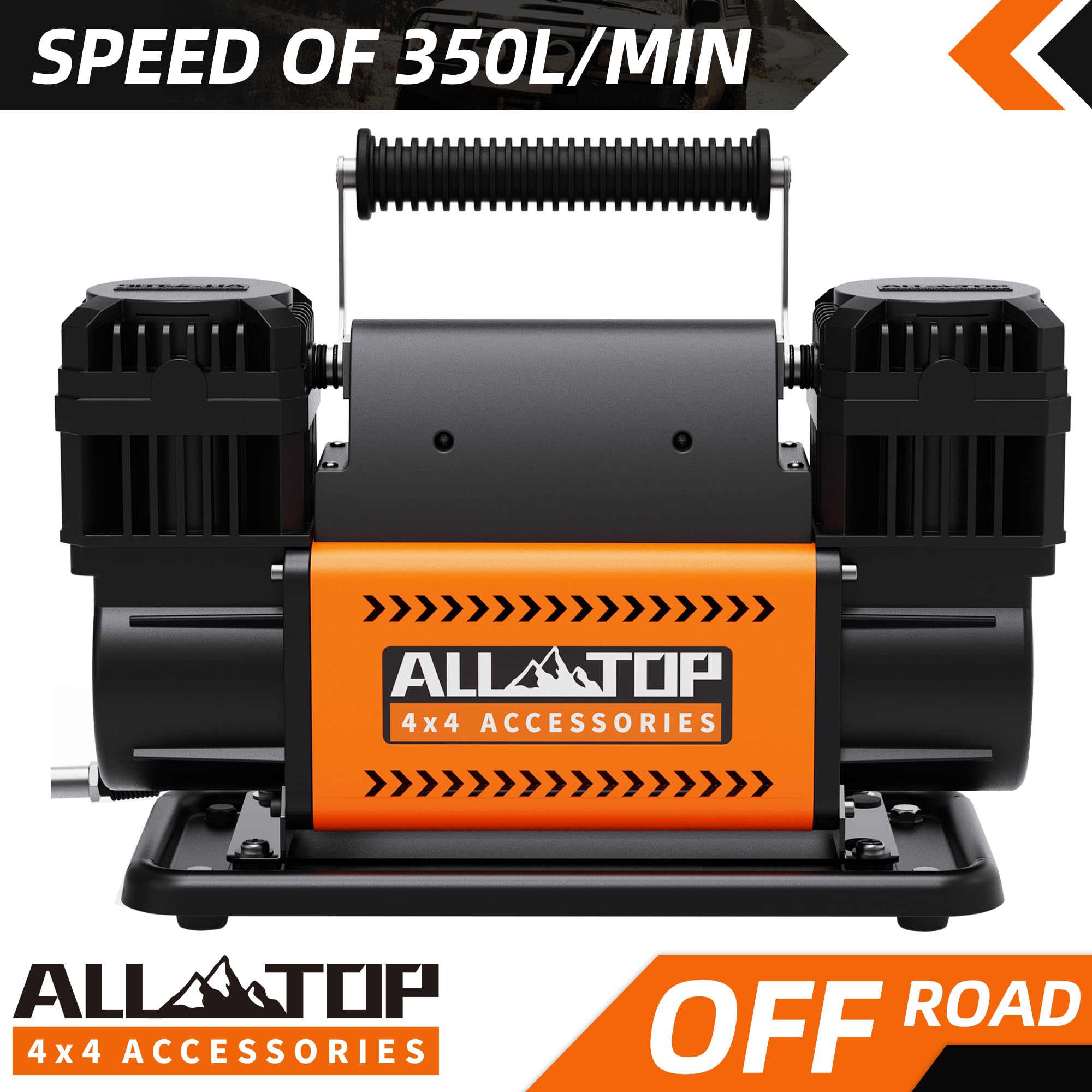 ALL-TOP Dual Cylinder Air Compressor - 12V Tire Inflator Kit, 350 L/Min, Digital Pressure Gauge, Max 150 PSI for Trucks & RVs