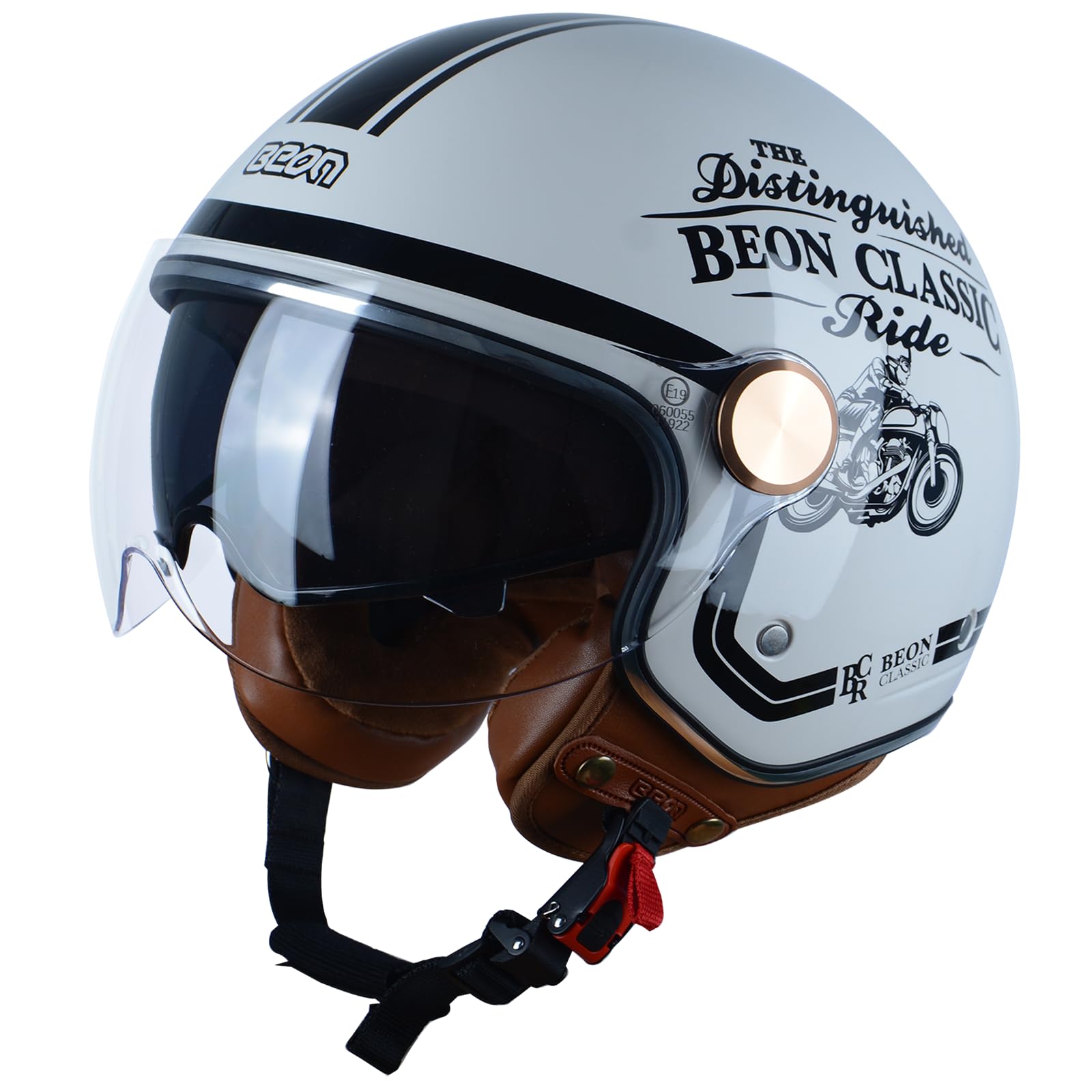 Open Face Motorcycle Helmet For Adults, Dot Approved,3/4 Retro Vespa Helmet, Dual Visors Men'S And Women'S Motorbike Casco For M