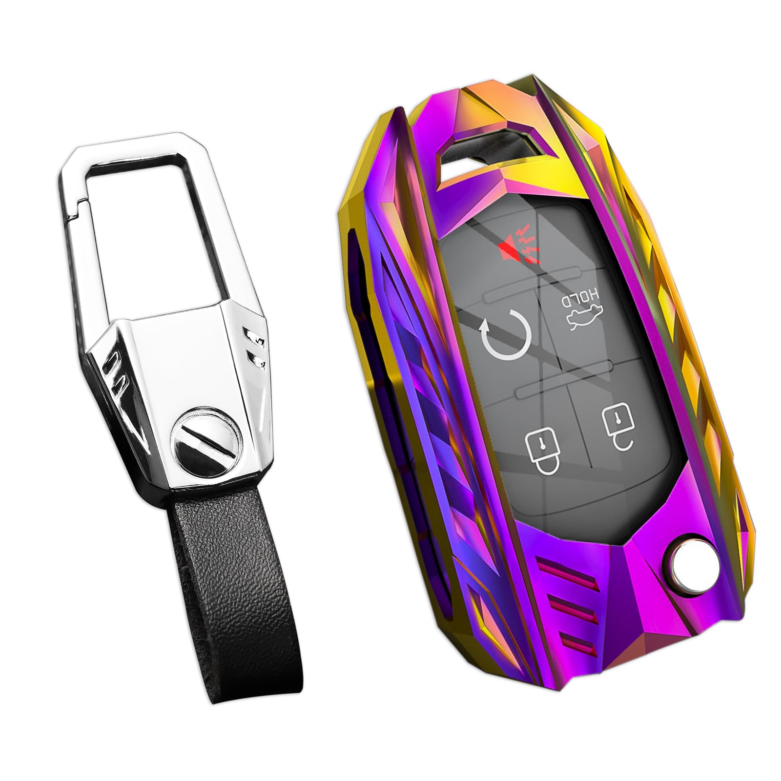 Ocezbiis For Chevy Key Fob Cover,Keychain,Zinc Alloy Protection Car Key Shell Case Compatible With Buick Gmc Series Keys With Ej