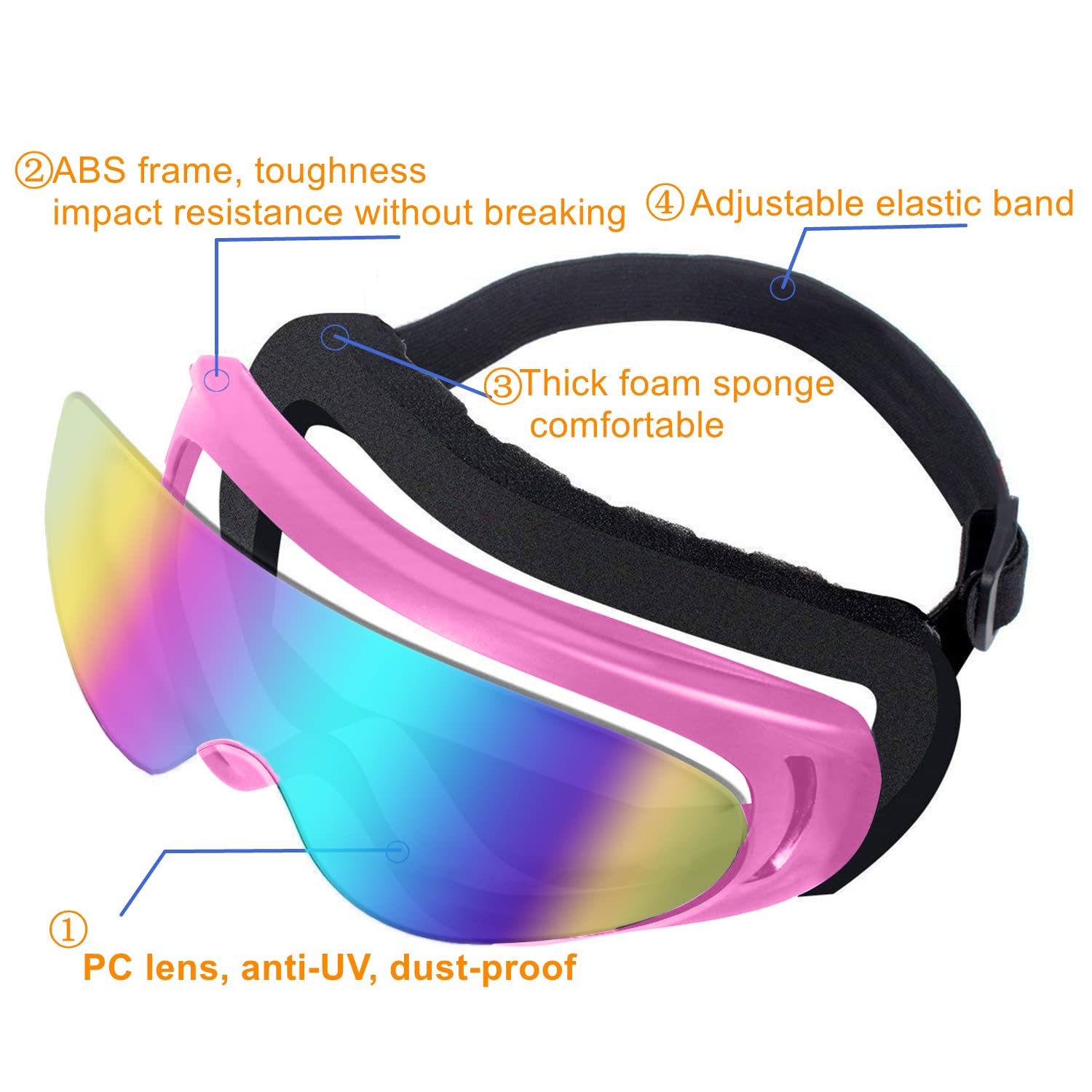 LJDJ Motorcycle Goggles,2 Pack Dirt Bike ATV Motocross Windproof Anti-UV Adjustable Riding Cycling Hiking Protective with 2 Pack