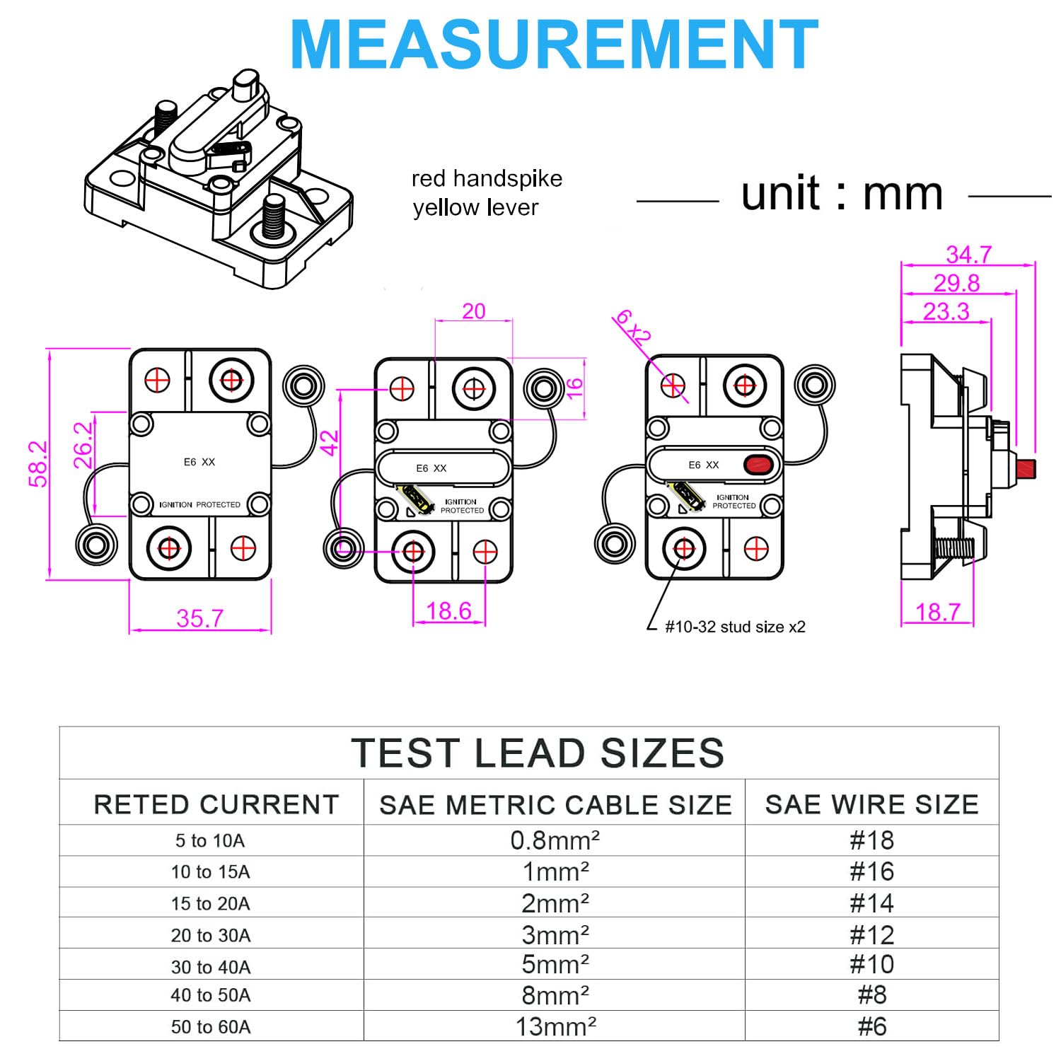 T Tocas Circuit Breaker 15A Amp E69 For Marine Truck Boat Rv Automotive Mid Range Mini T3 Manual Reset Switchable Compact Medium