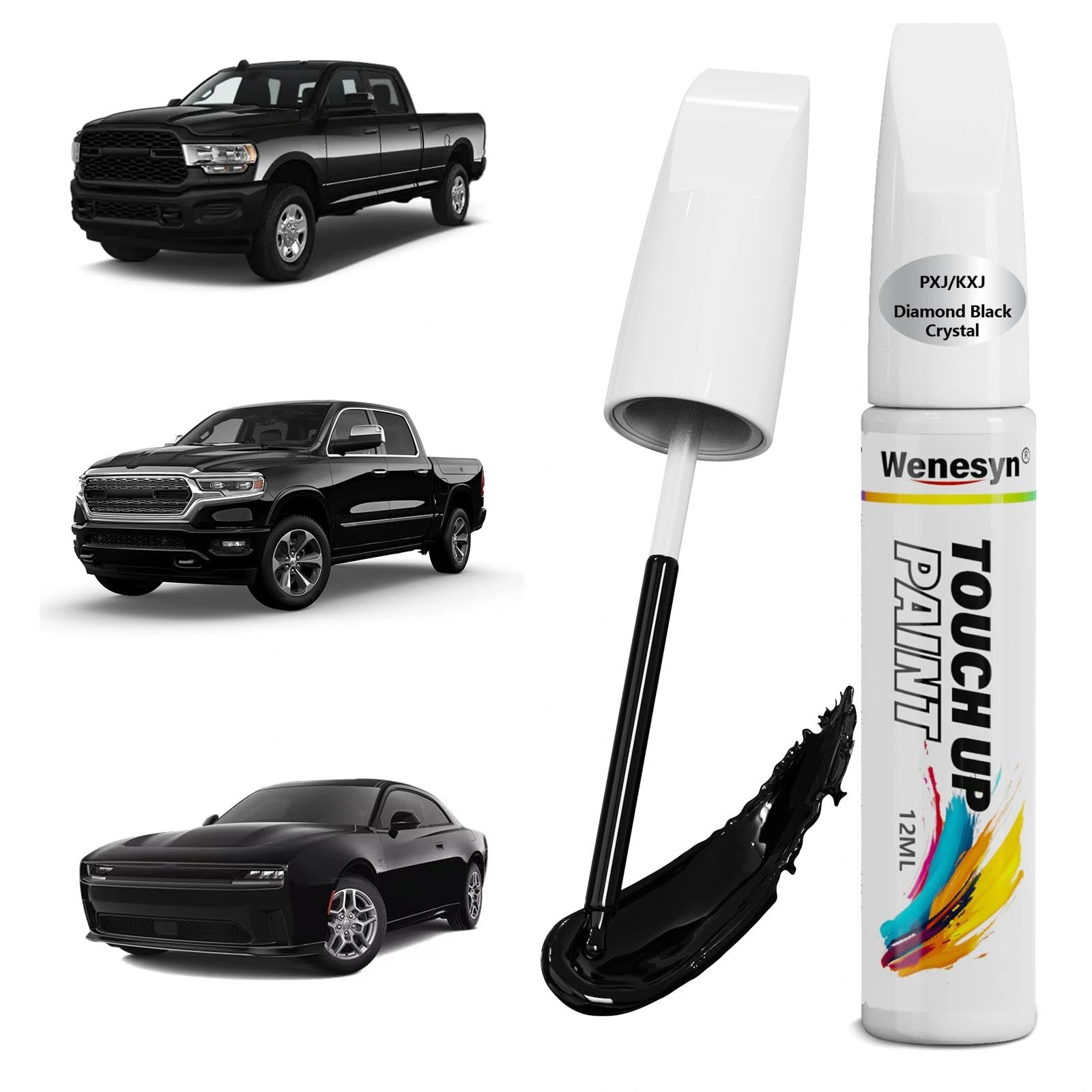 Wenesyn PXJ/KXJ DB Black/Diamond Black Crystal Touch Up Paint Compatible with Dodge, Car Paint Scratch Remover, Automotive Paint