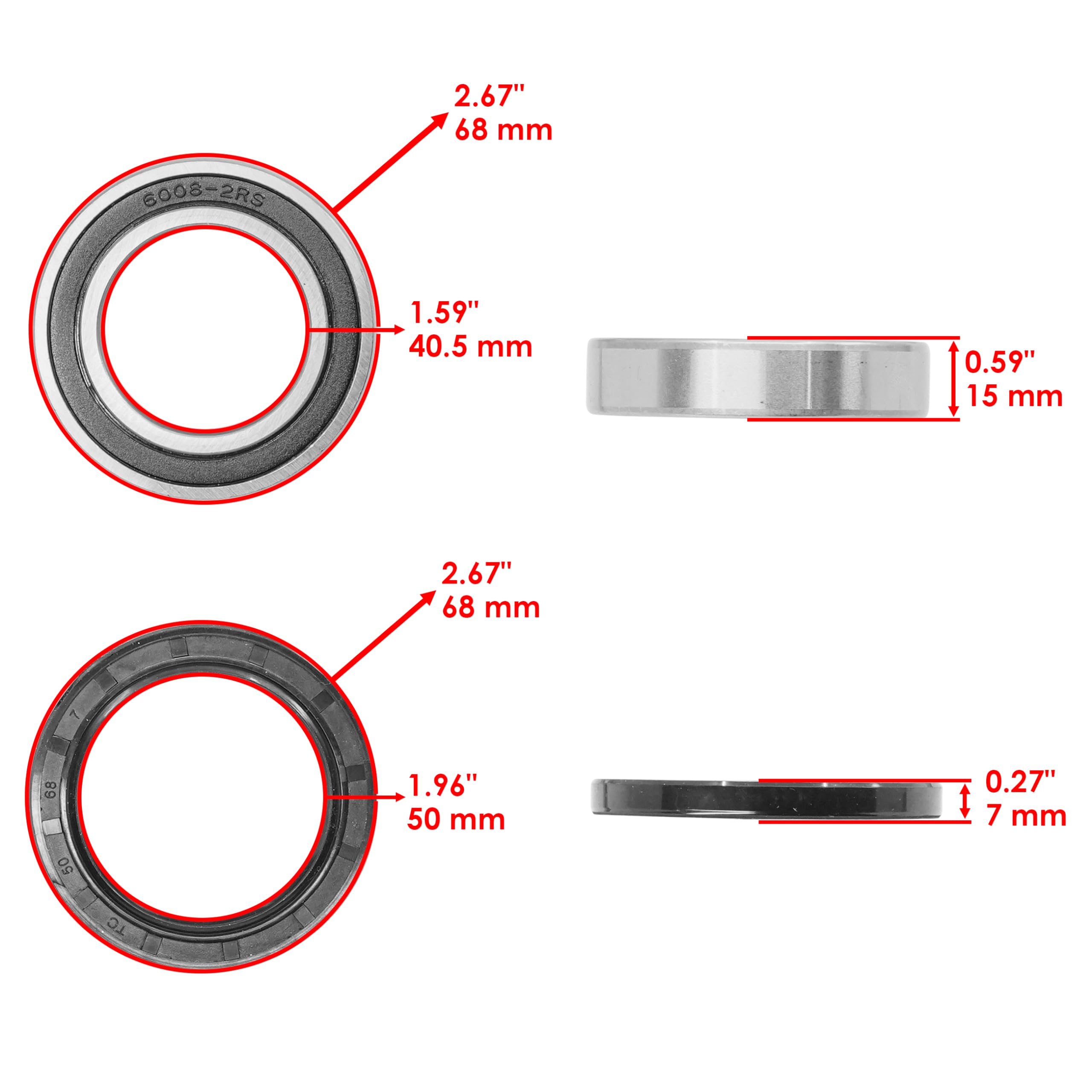 Caltric Rear Axle Bearings Seals Spacer Kit for Suzuki LT-Z400 QuadSport 2003-2008, Durable Millimeter Construction