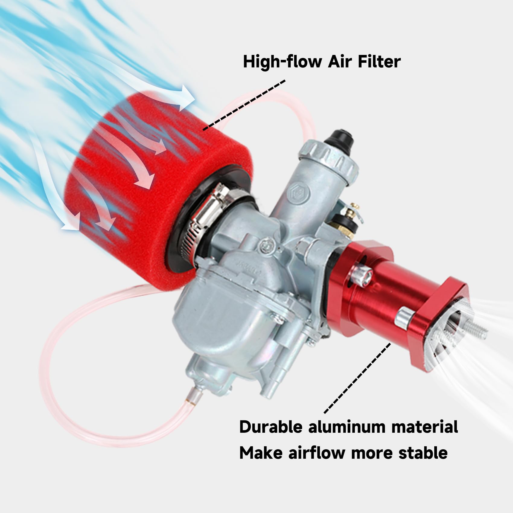FVRITO VM22 Racing Carburetor for Predator 212cc/196cc Mini Bikes & Go Karts, 38mm, A-Red, Includes Intake Manifold & Air Filter