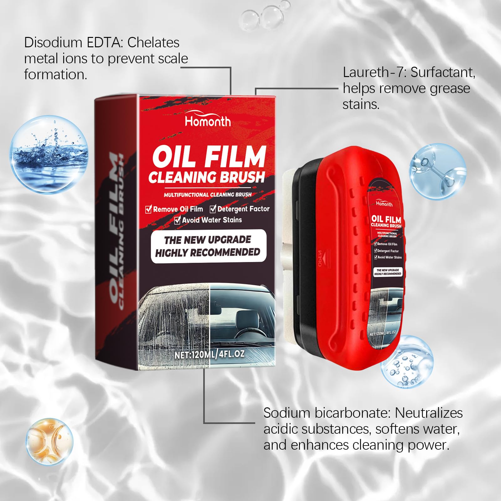 2 PCS Automotive Oil Film Cleaning Brush,2025 New Coating for Windshield, Prevents Rain and Fog,Improves Clarity and Visibility