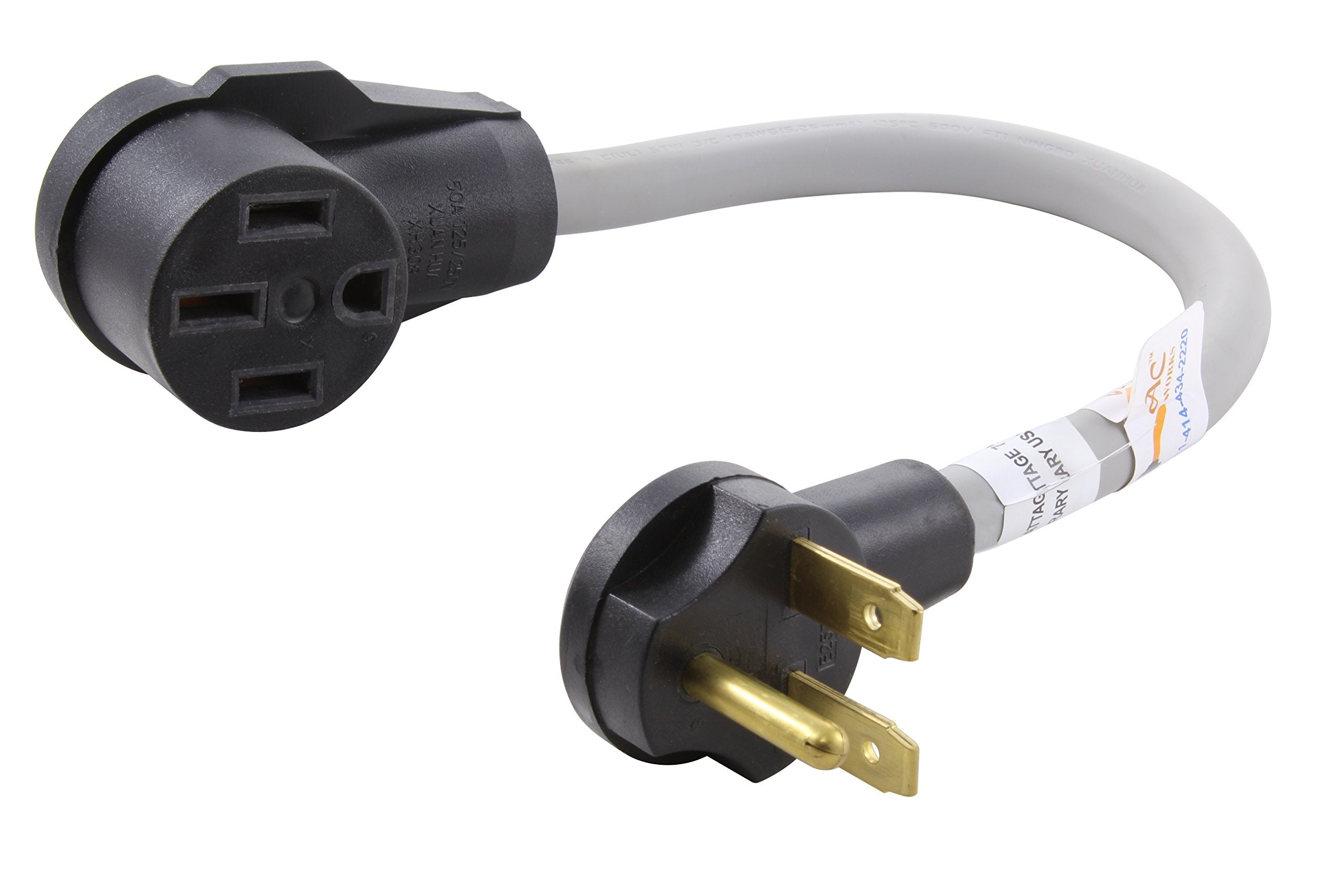 AC WORKS Electric Vehicle Charging Adapter for Tesla, 30A 250V, Model EV630MS-018, Grey