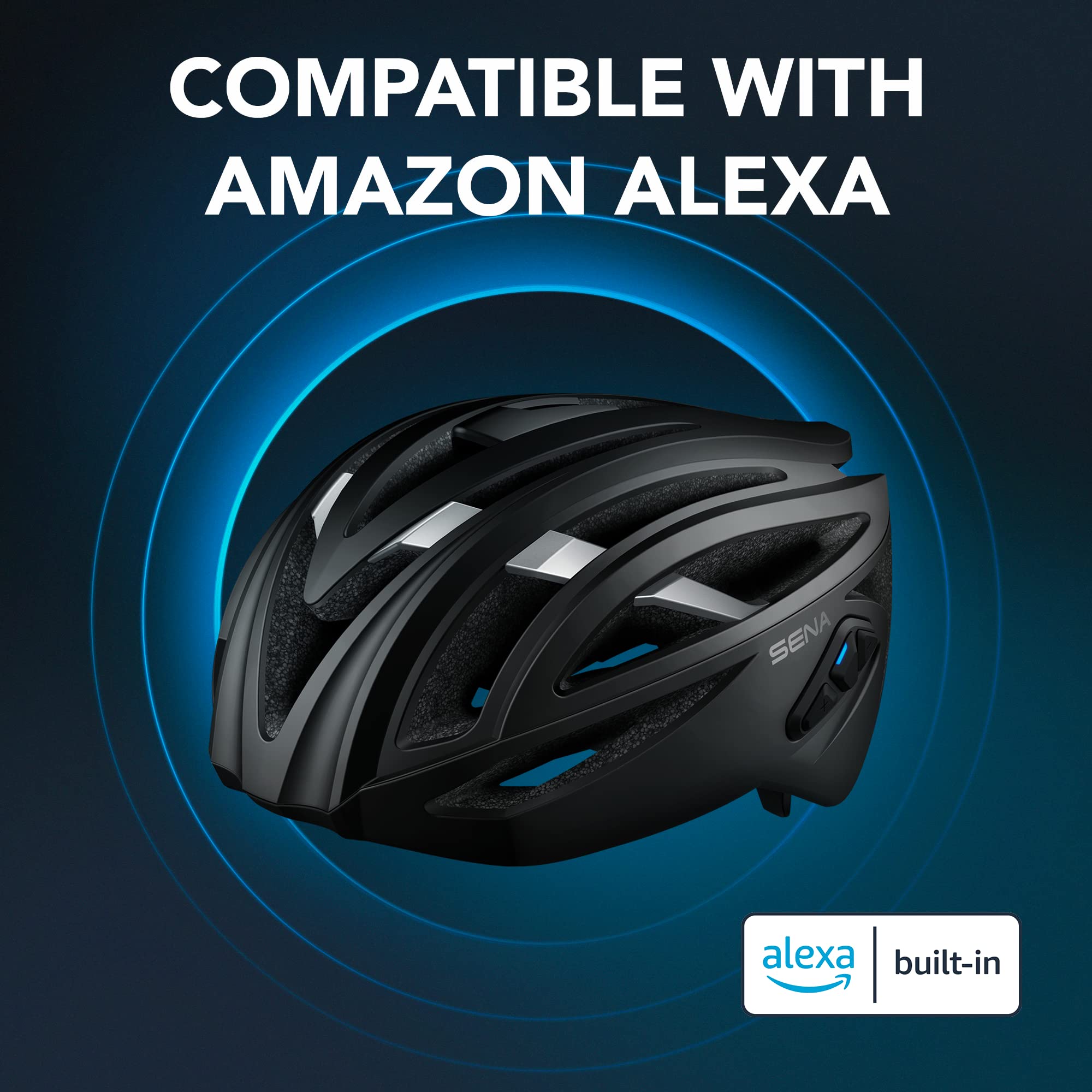 Sena R2X Smart Cycling Helmet with Alexa, Mesh Intercom, Small, Matte Gray, Polycarbonate