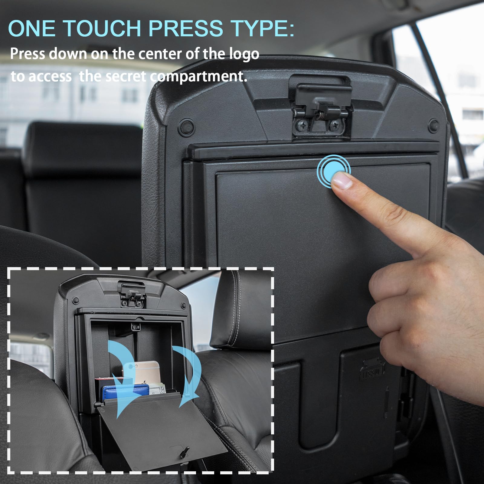 JDMCAR One-Touch Hidden Storage Box for Toyota 4Runner 2010-2024 - Black Center Console Organizer Accessory