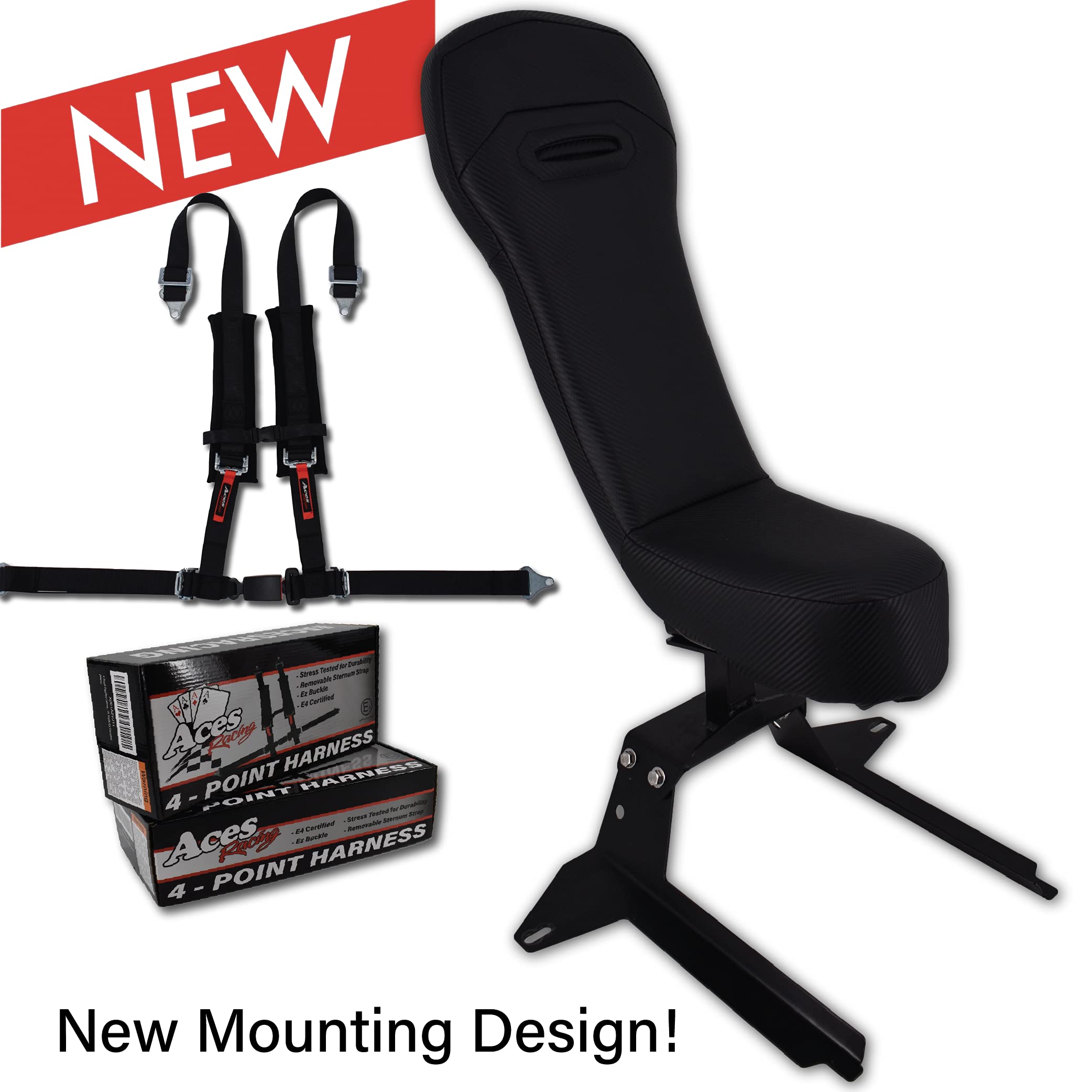 Bump Seat With Black Harness For Polaris Rzr 2014+Rzr 1000 Or Turbo Models