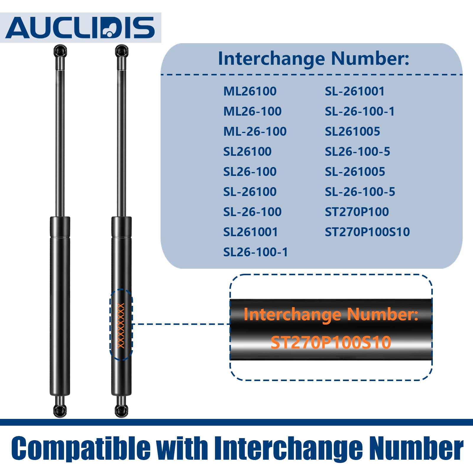 ml-26-100 SL26100 27 Inch 100lb 445N Gas Struts Spring Shocks Lift Supports for Tonneau Cover Shell Pickup Bed Truck Undercover