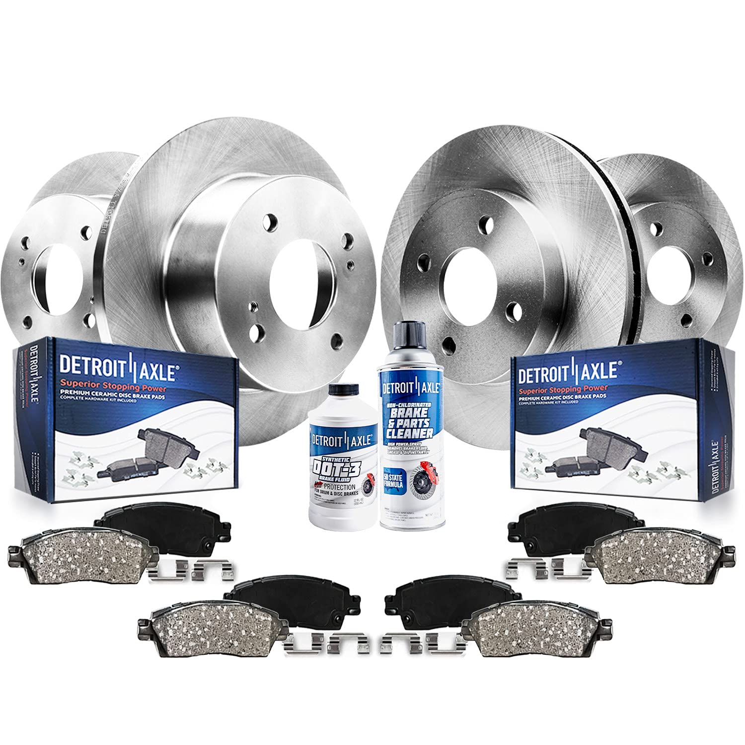 Detroit Axle - Brake Kit for 2012 2013 2014 2015 2016 2017 Hyundai Accent Kia Rio Brake Rotors Ceramic Brakes Pads Replacement: 