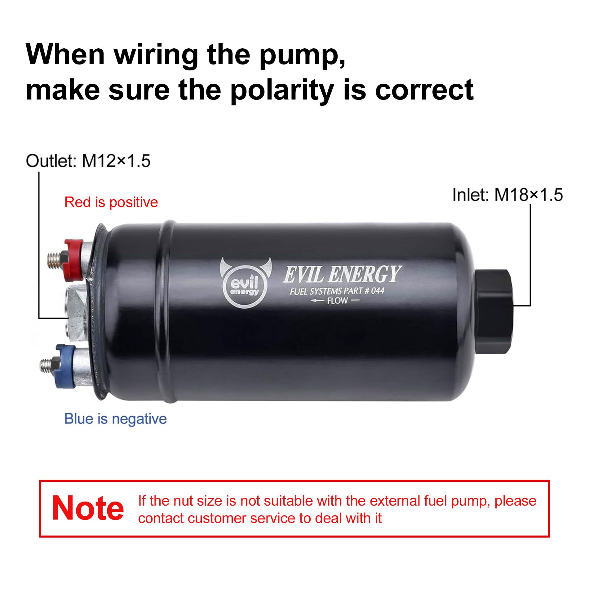 Evil Energy External Inline Fuel Pump Electric 300Lph High Flow 12V Universal