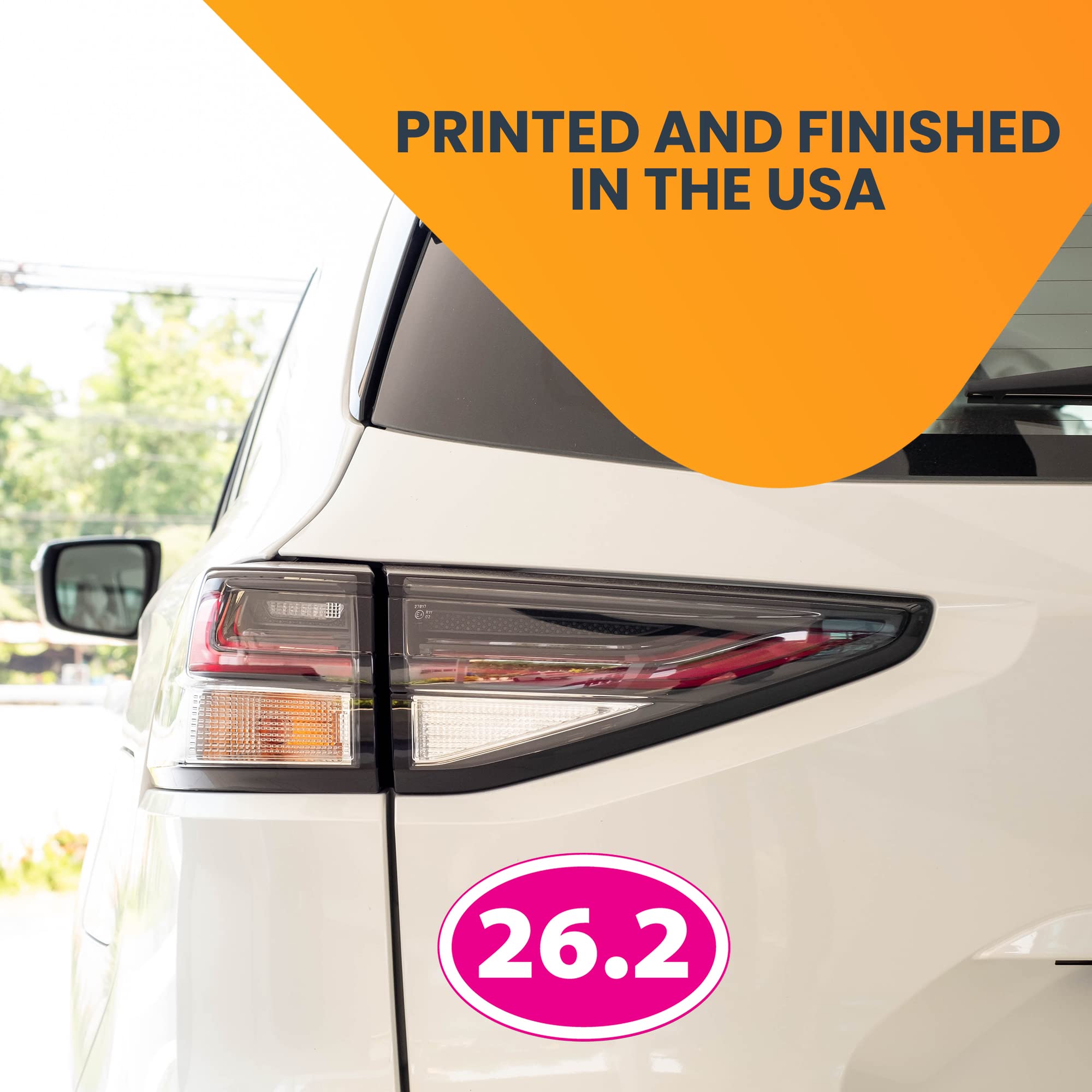 Magnet Me Up 26.2 Marathon Inverted Pink Oval Magnet Decal, 4X6 Inches, Heavy Duty Automotive Magnet For Car Truck Suv, Magnetic