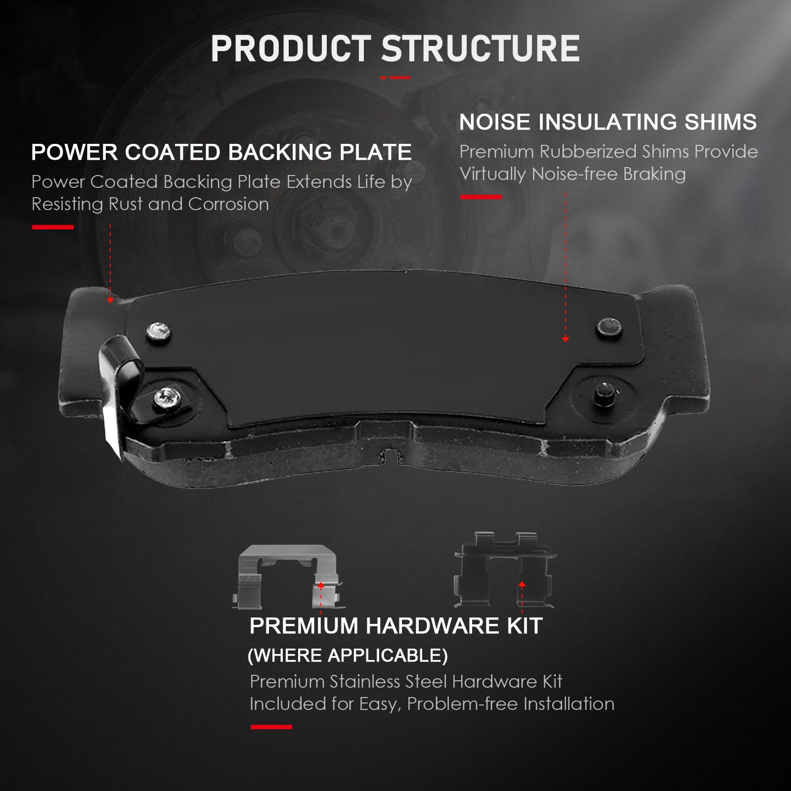 Cciyu D1297 D1202 Front & Rear Ceramic Disc Brake Pads Kit For Hyundai Santa Fe 2007-2009 8Pcs