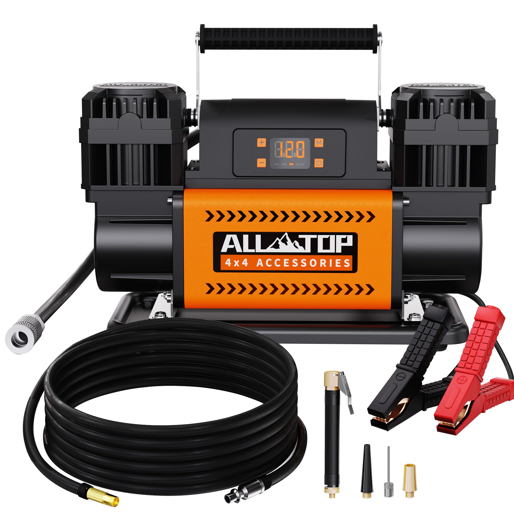 All-Top 12V Air Compressor W/Lcd Control Panel To Preset Target Pressure, 150Psi 12.35Cfm Air Pump Inflator For Overland (Dual C
