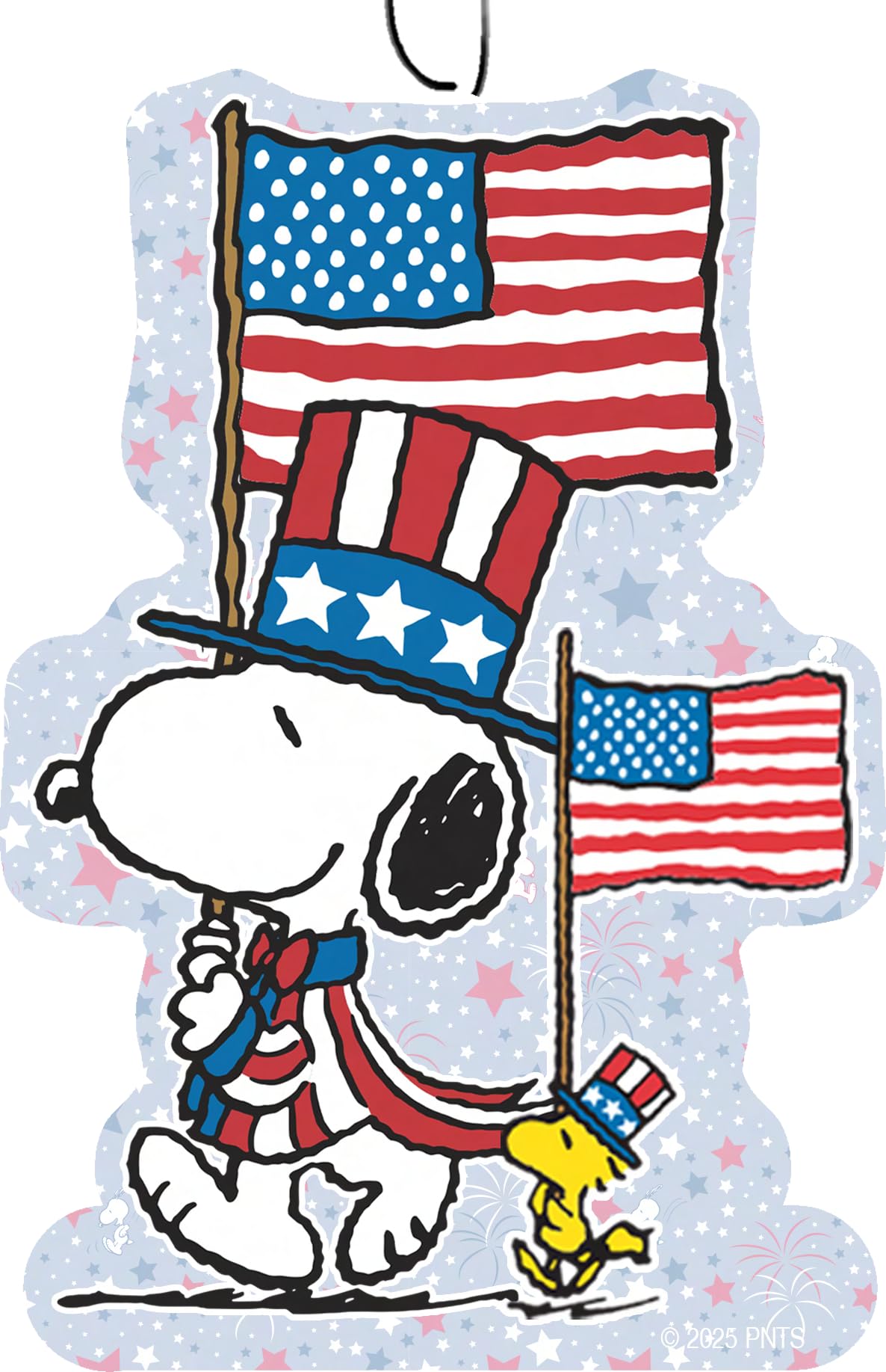 Spoontiques Peanuts July 4th Air Freshener (3pk) - Themed Car Interior Accessories & Essentials, Hanging Air Freshener for Cars 