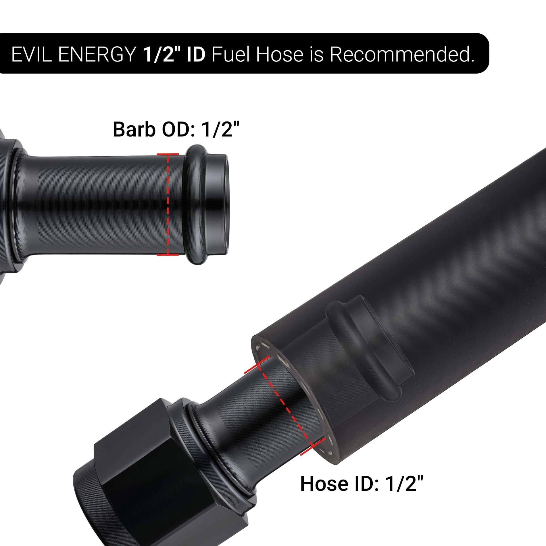 EVIL ENERGY 6AN Female to 1/2'' Barb Hose Fitting Straight Swivel 2PCS
