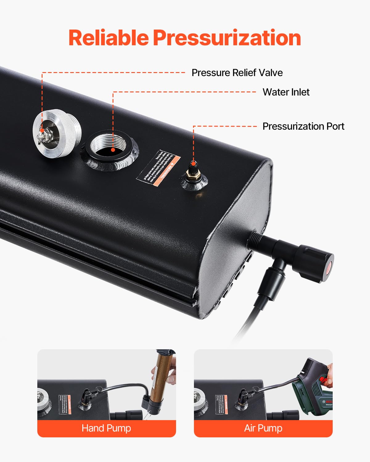 VEVOR Pressurized Water Tank, 4 Gal, Lightweight Aluminum Metal,Multi-Dispensing Outdoor Roof Rack Water Tank with 2 Splash-Guar