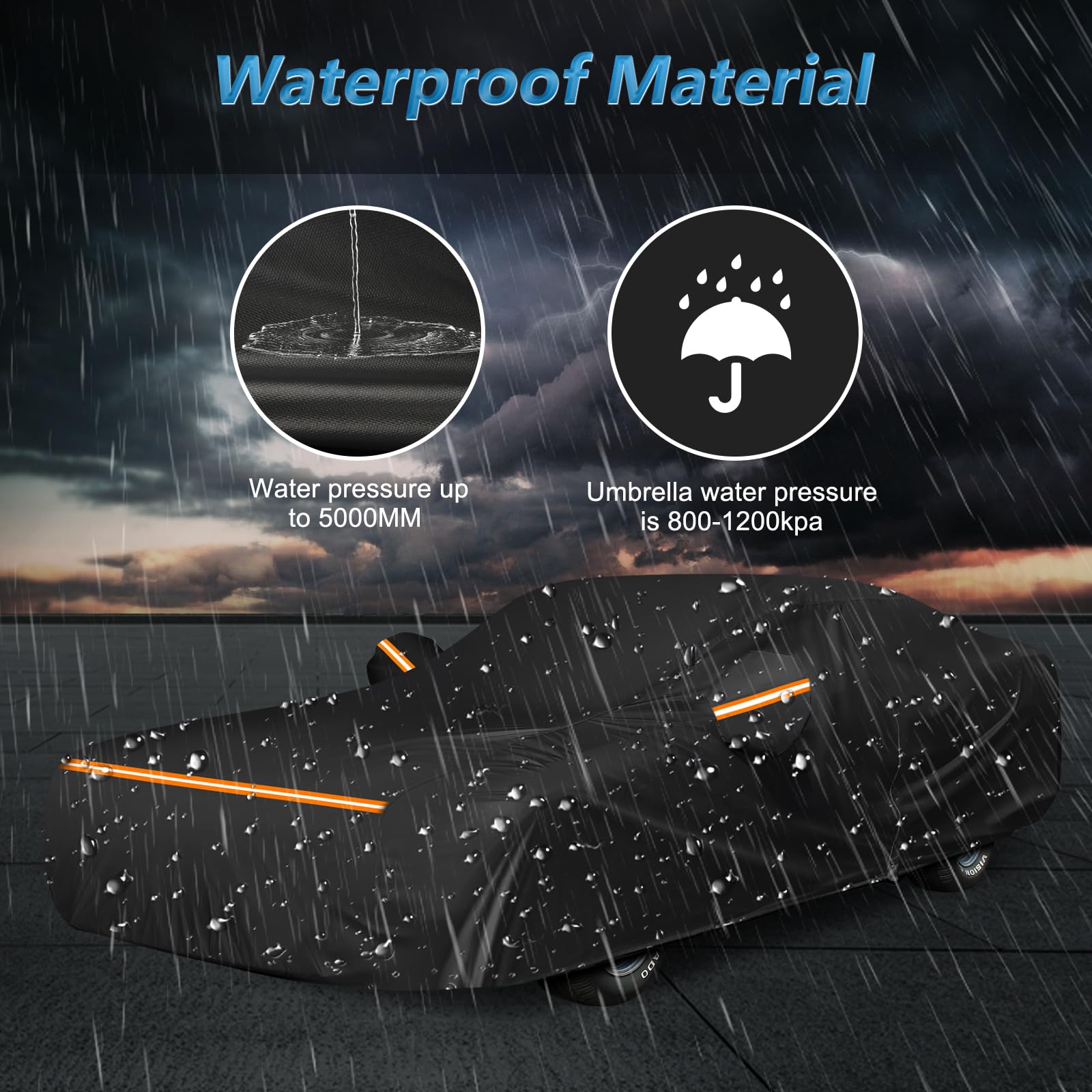 BIGACOVER Car Cover for Dodge Charger 1968-1974, Waterproof Heavy Duty 210D Oxford Cloth, Black, All Weather Protection