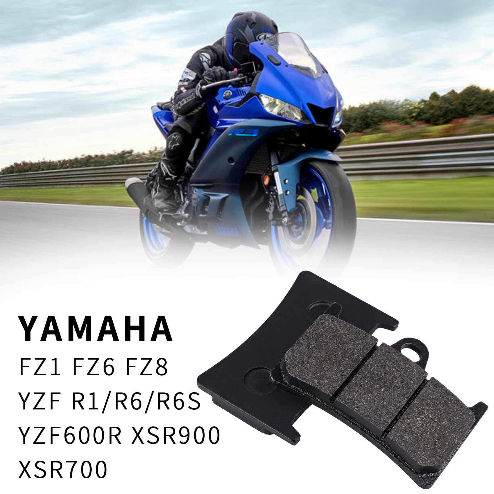 Front & Rear Brake Pads Compatible With Yamaha Fz1 Fz6 Fz8 Yzf R1/R6/R6S 2003 2004 2005 2006 2007 Yzf600R Xsr900 Xsr700 Mt07 Mt-