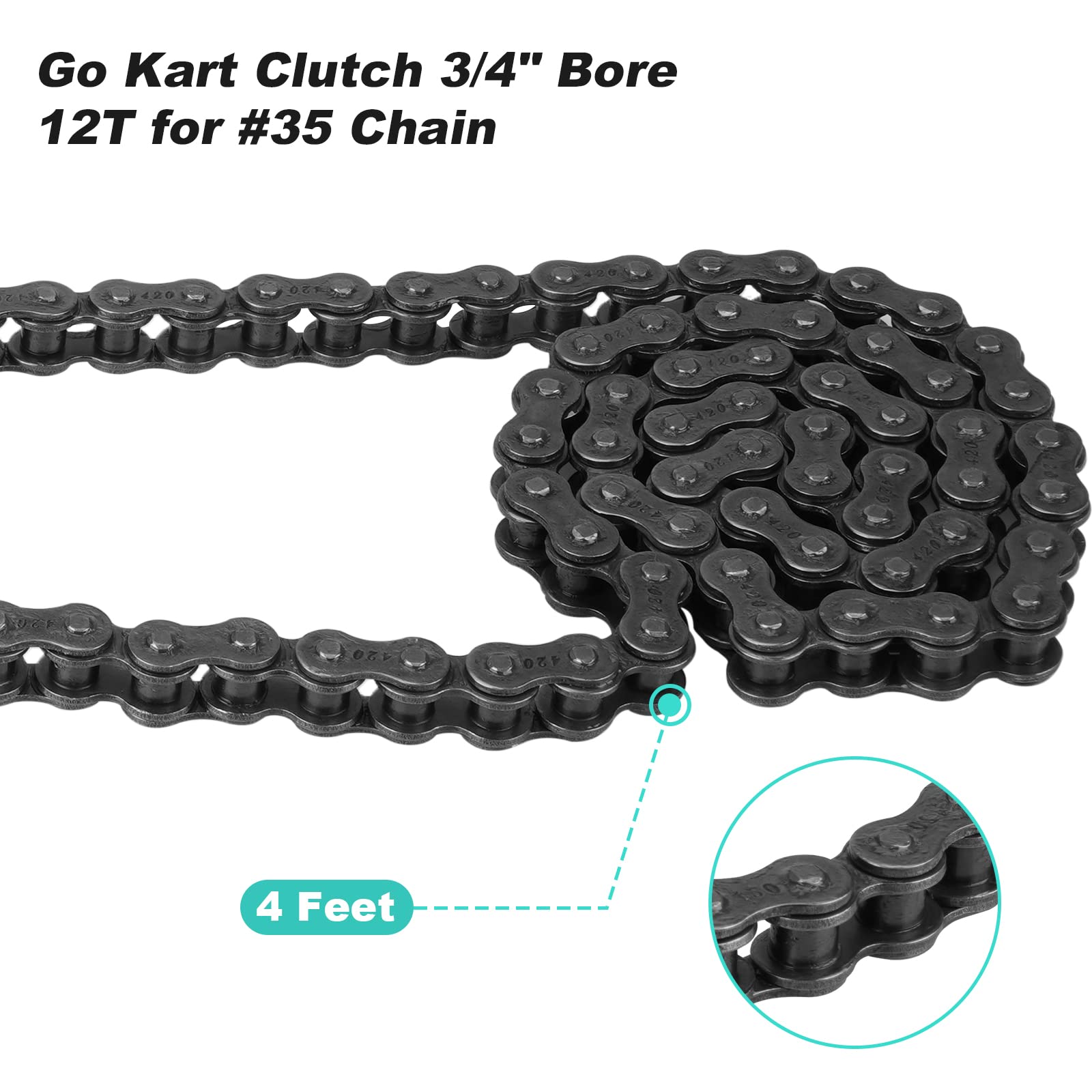 SEHNSUCHT Go Kart Clutch 3/4" Bore 12T with #35 Chain for Predator 212, Honda GX160, GX200, Briggs & Stratton