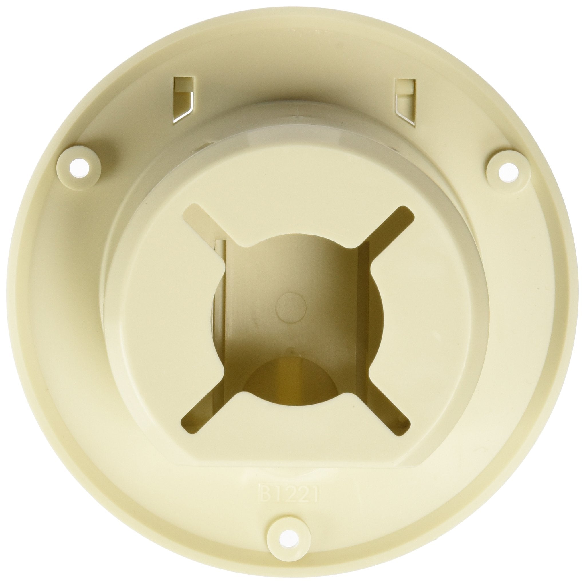 RV Designer Round Electrical Cable Hatch, 4.3" Diameter, Replaceable Lid, Colonial White, Model B122, Plastic