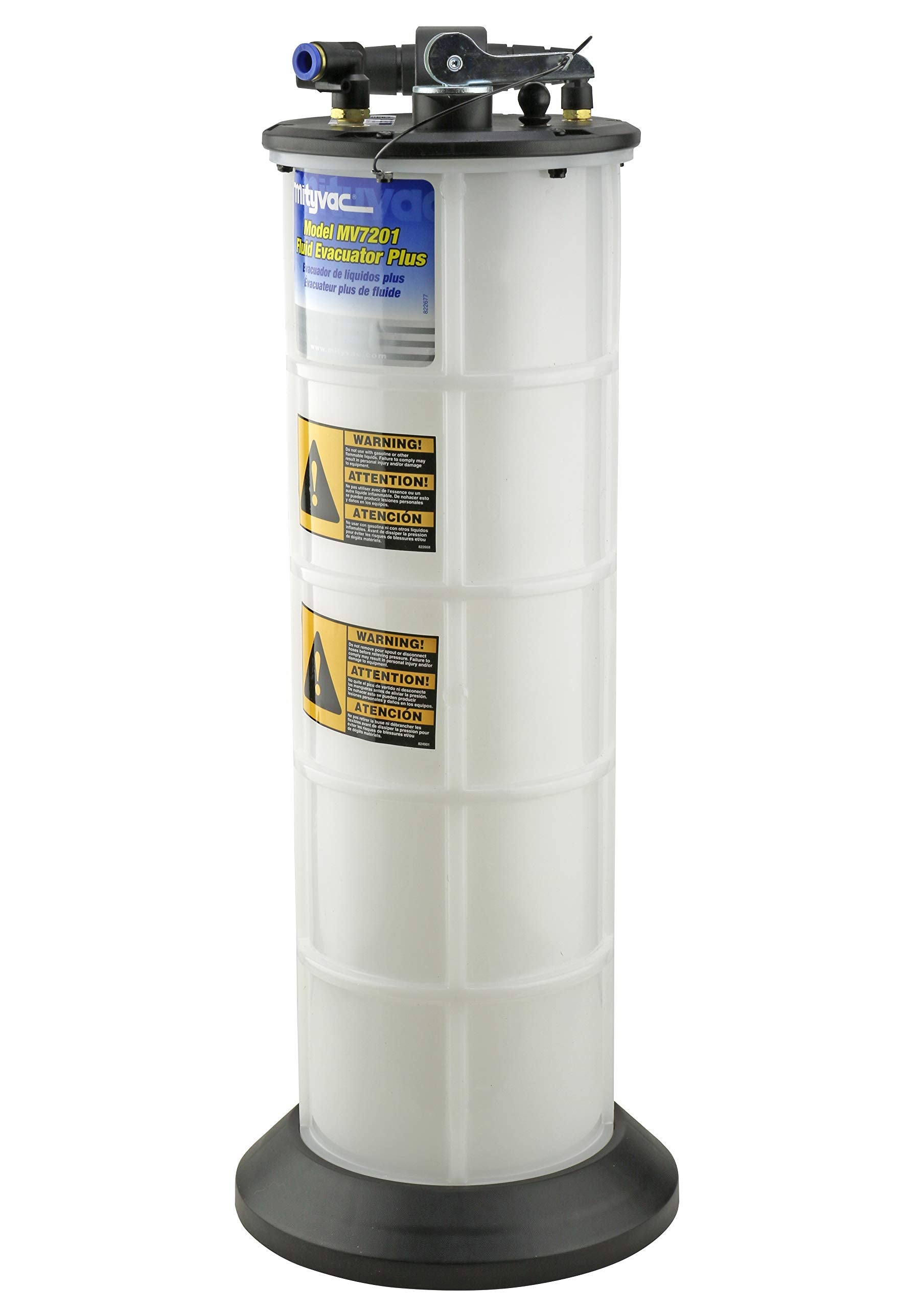 Mityvac 7201 Fluid Evacuator & Dispensing Pump, 2.3 Gallon, Chemical-Resistant Polyethylene, White, Manual Operation