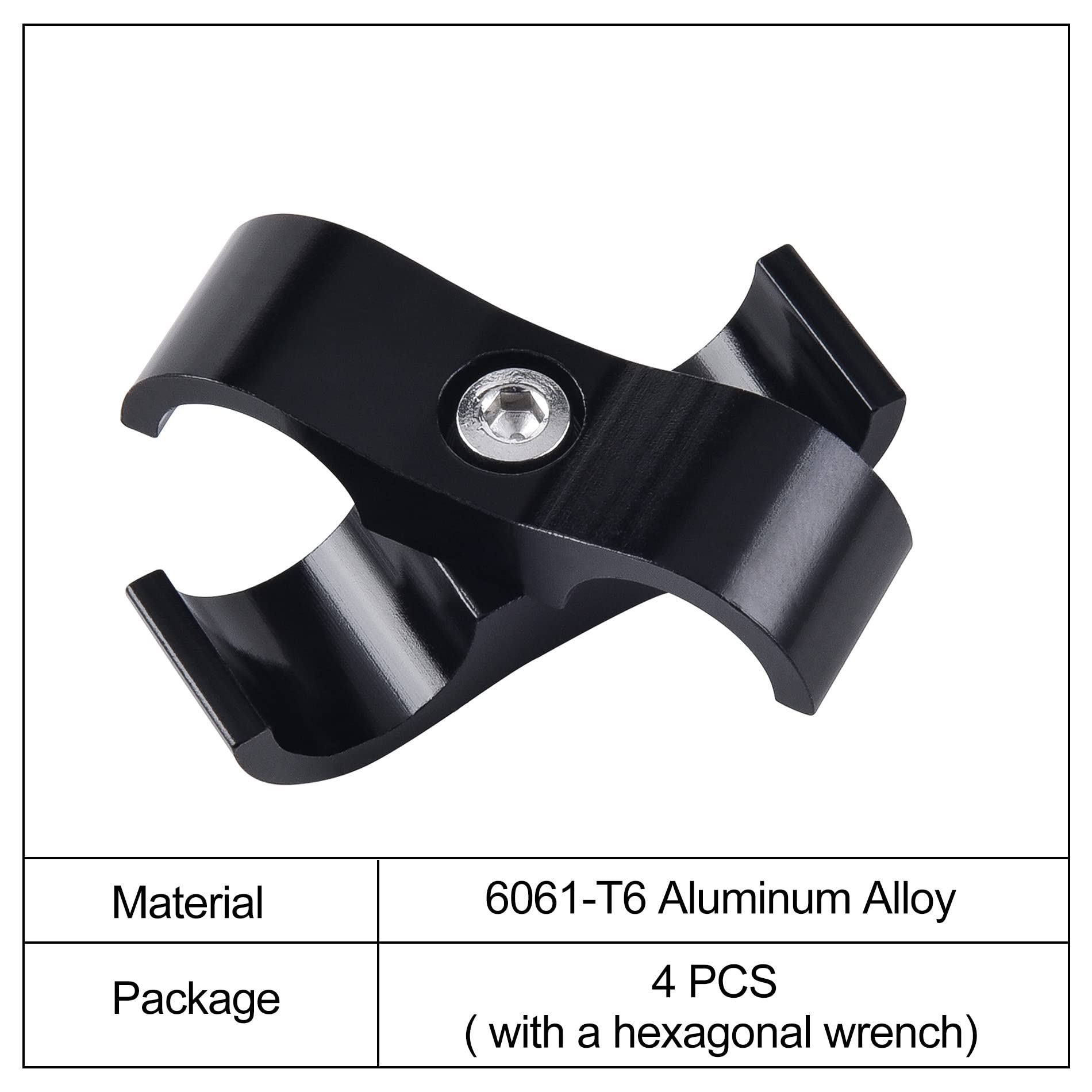 Evil Energy 8An Hose Separator Clamp, An8 Fuel Line Mounting Clamp Aluminum Black 4Pcs