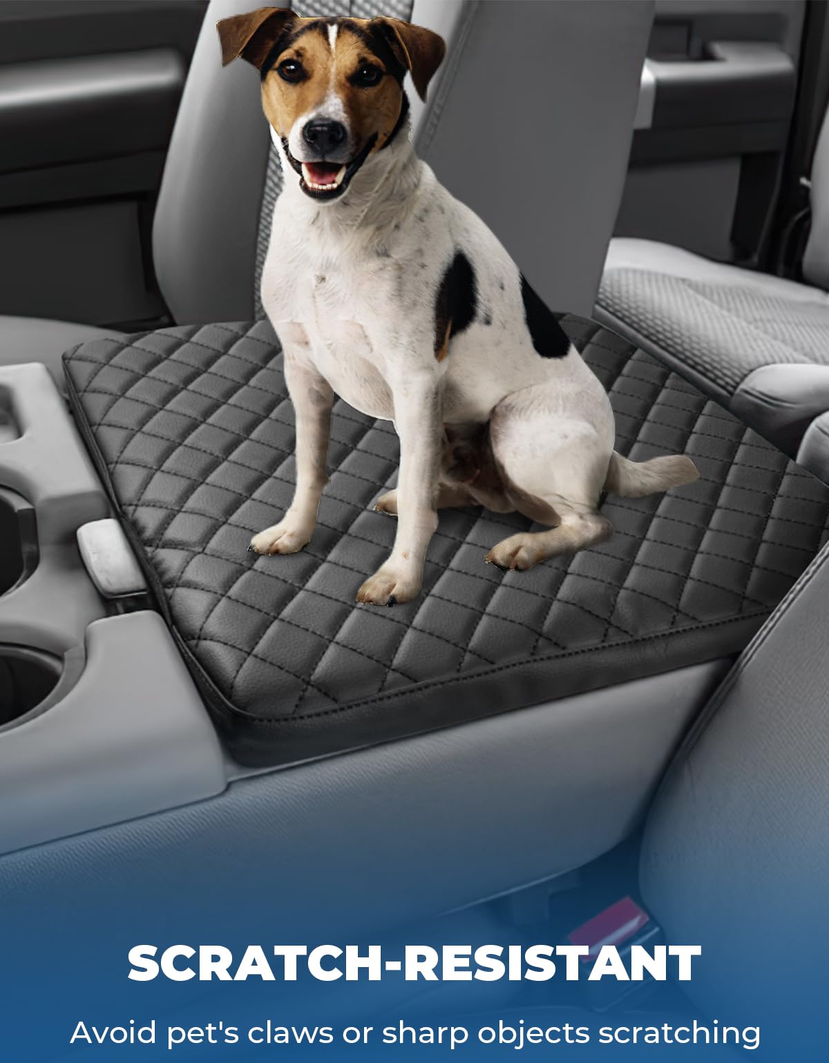 Issyauto Center Console Cover Compatible With 2011-2016 Ford F250 F350 F450 Super Duty With Jump Seat Console, Leather Armrest Cover Center Console Cushion, Black (Jump Seat Only)